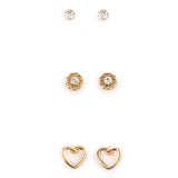 Accessorize London Women'S Gold Set Of 3 Heart Stud Earring Pack