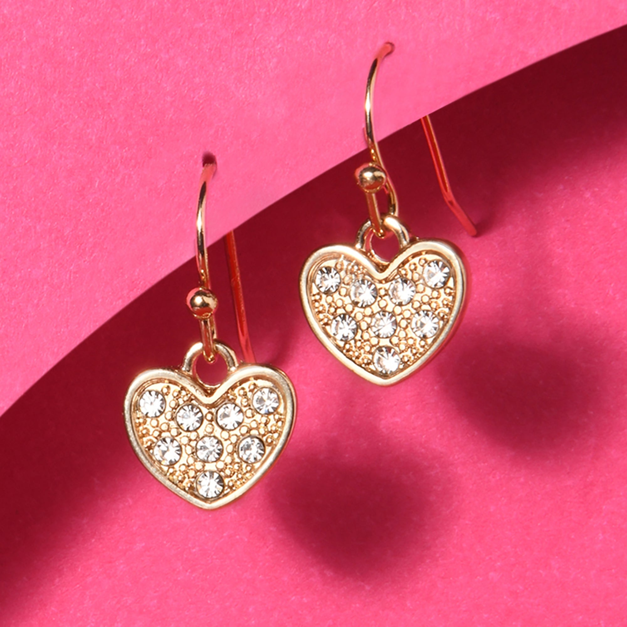 Accessorize London Women'S Gold Pave Heart Short Drop Earring
