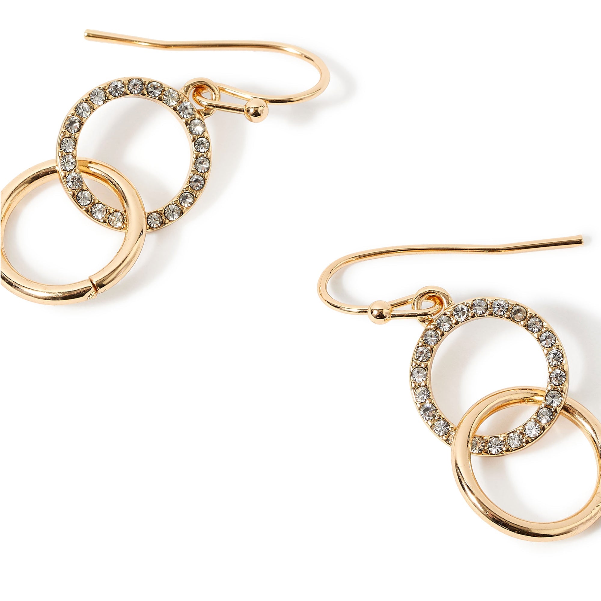 Accessorize London Women'S Gold Pave Linked Circles Short Drop Earring