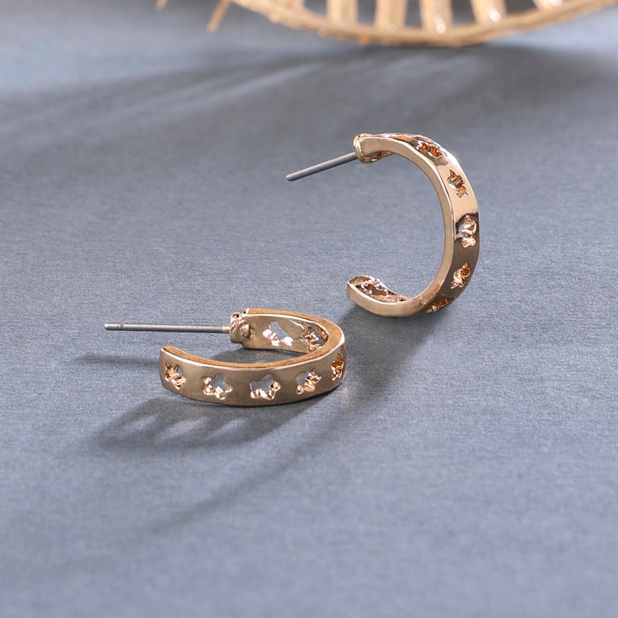 Accessorize London Women's gold Celestial Mini Star Cut Hoop Earring