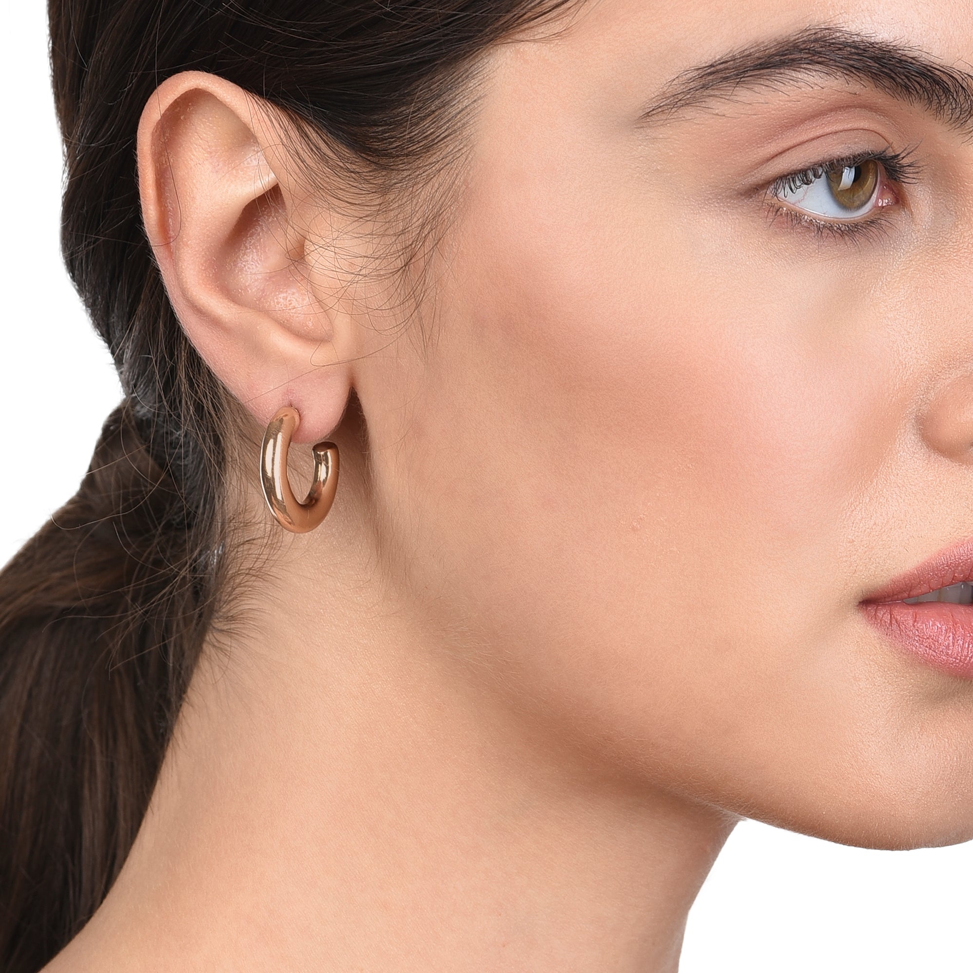 Accessorize London Women's gold Willow Small Thick Hoop Earring