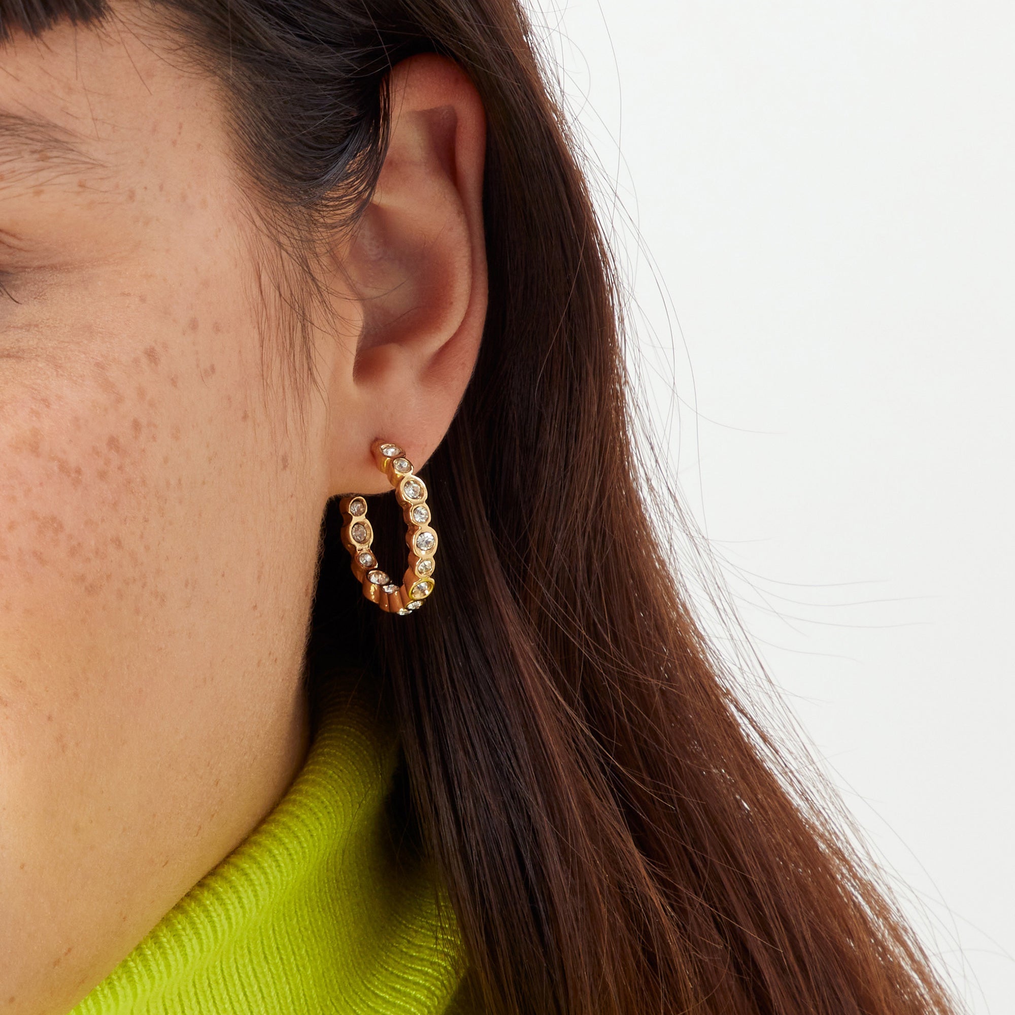 Accessorize London Women's Gold Gem Stone Gold Hoop Earring