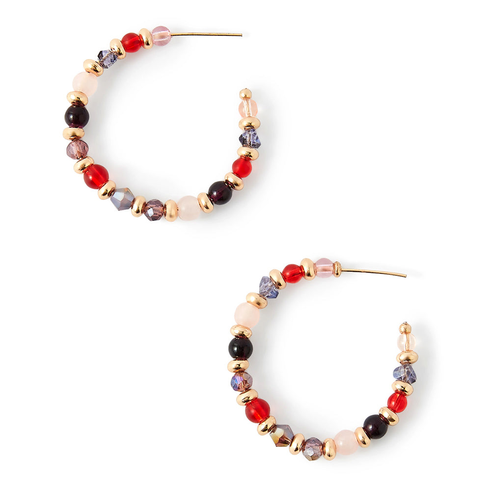 Accessorize London Women's Purple Amber Small Beaded Hoop Earring