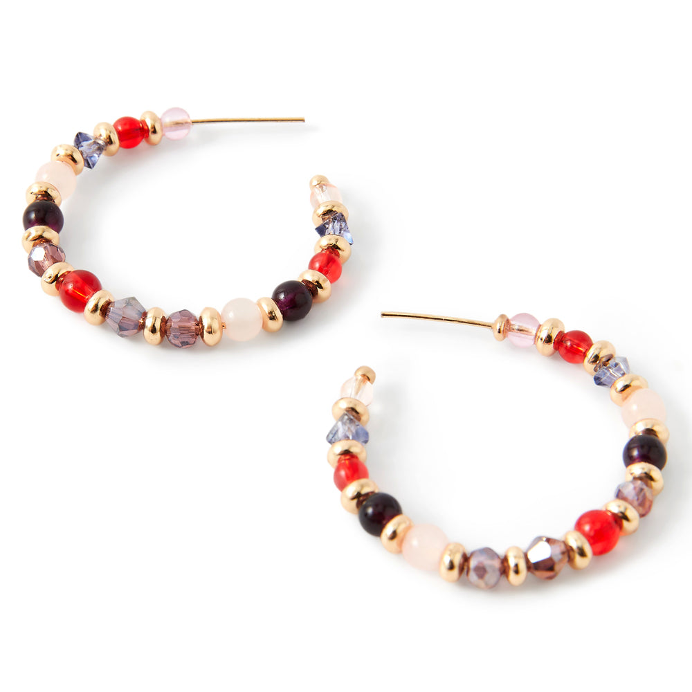 Accessorize London Women's Purple Amber Small Beaded Hoop Earring