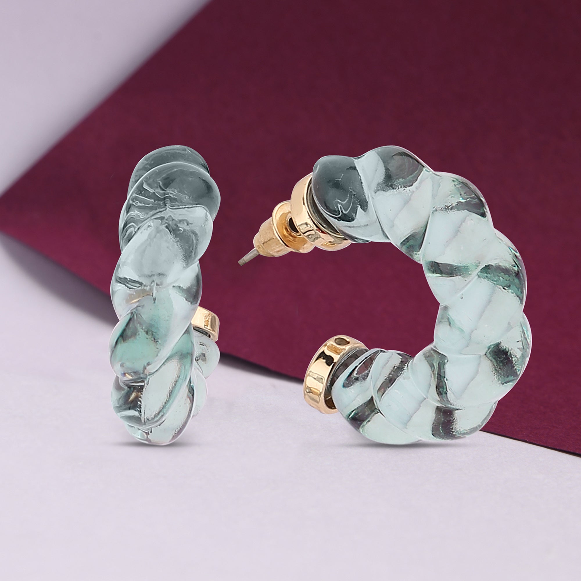 Accessorize London Women's blue 90S Flashback Twisted Resin Hoop Earring