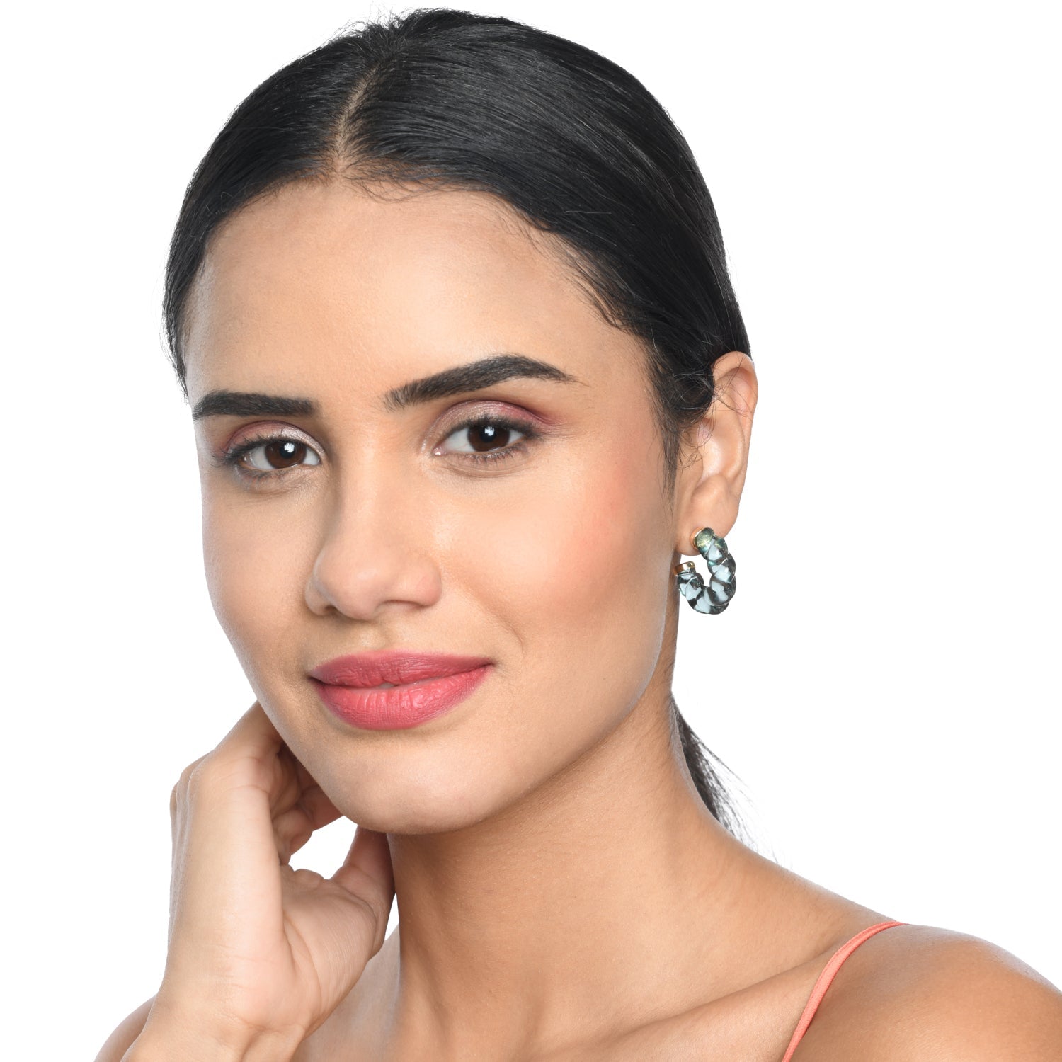 Accessorize London Women's blue 90S Flashback Twisted Resin Hoop Earring