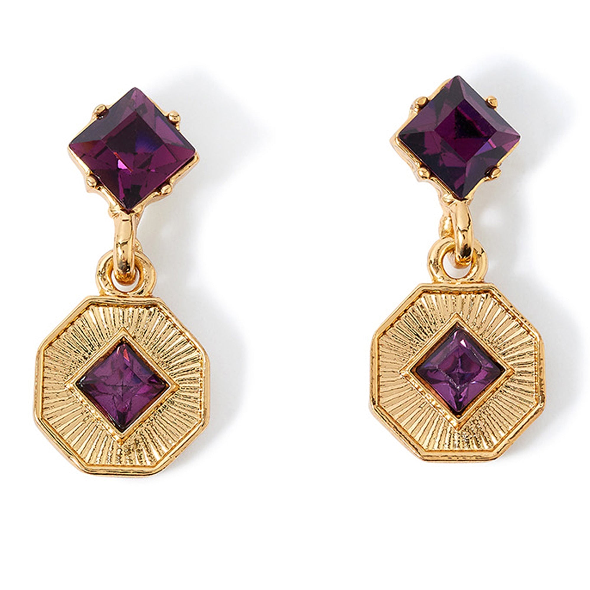 Accessorize London Women's purple Amber Coin Short Drop Earring