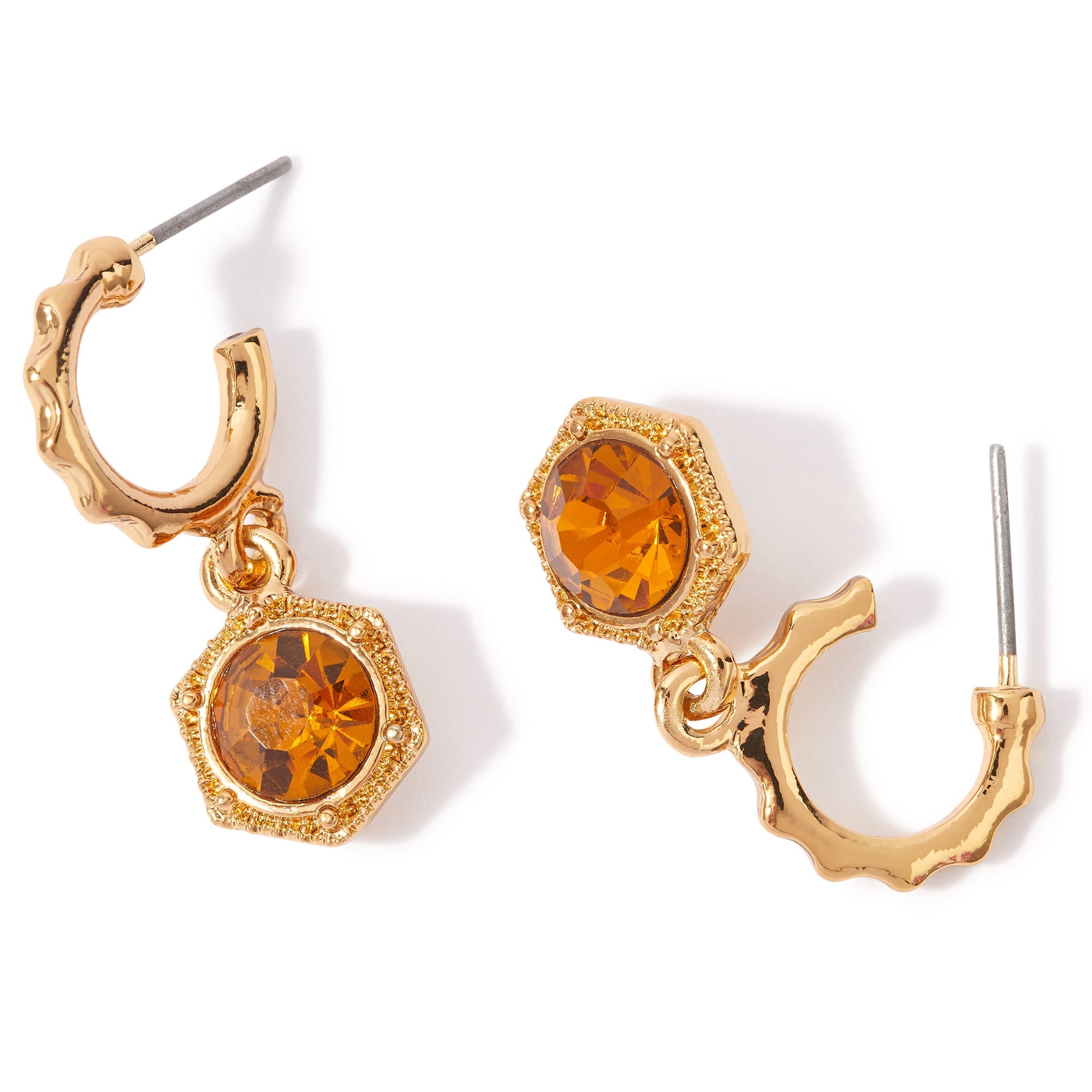 Accessorize London Women's orange Amber Crystal Short Drop Earring