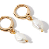 Real Gold Plated Pearl Huggie Hoops Earring For Women By Accessorize London