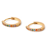 Real Gold Plated Rainbow Huggie Hoop Earrings For Women By Accessorize London
