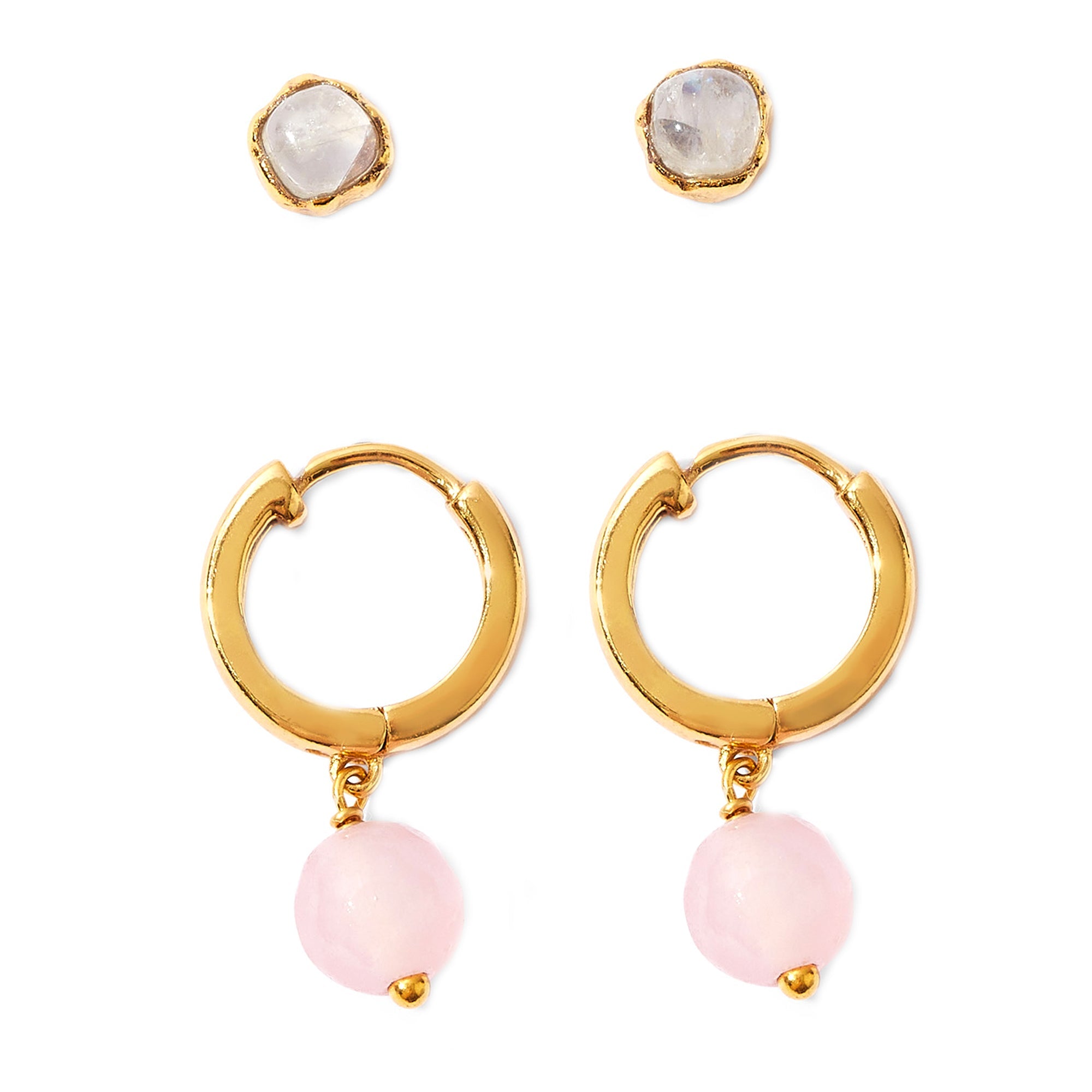 Real Gold Plated Z Healing Stone Earrings Set of 2 For Women By Accessorize London