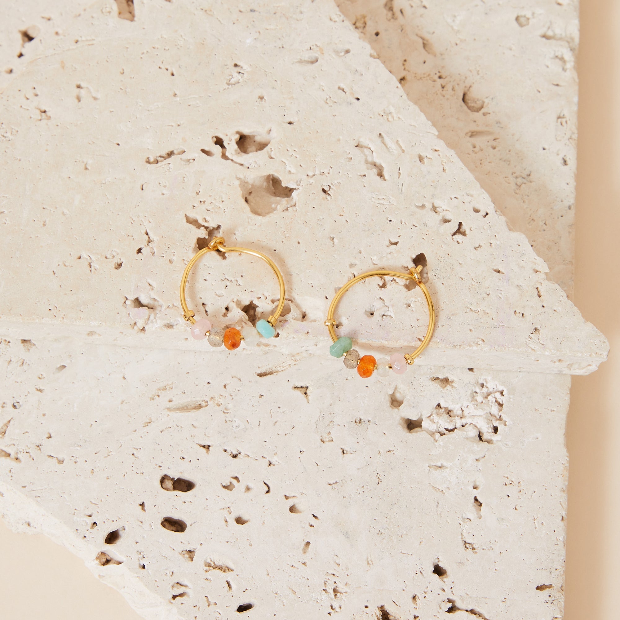 Real Gold Plated Z Healing Stone Hoops Earrings For Women By Accessorize London