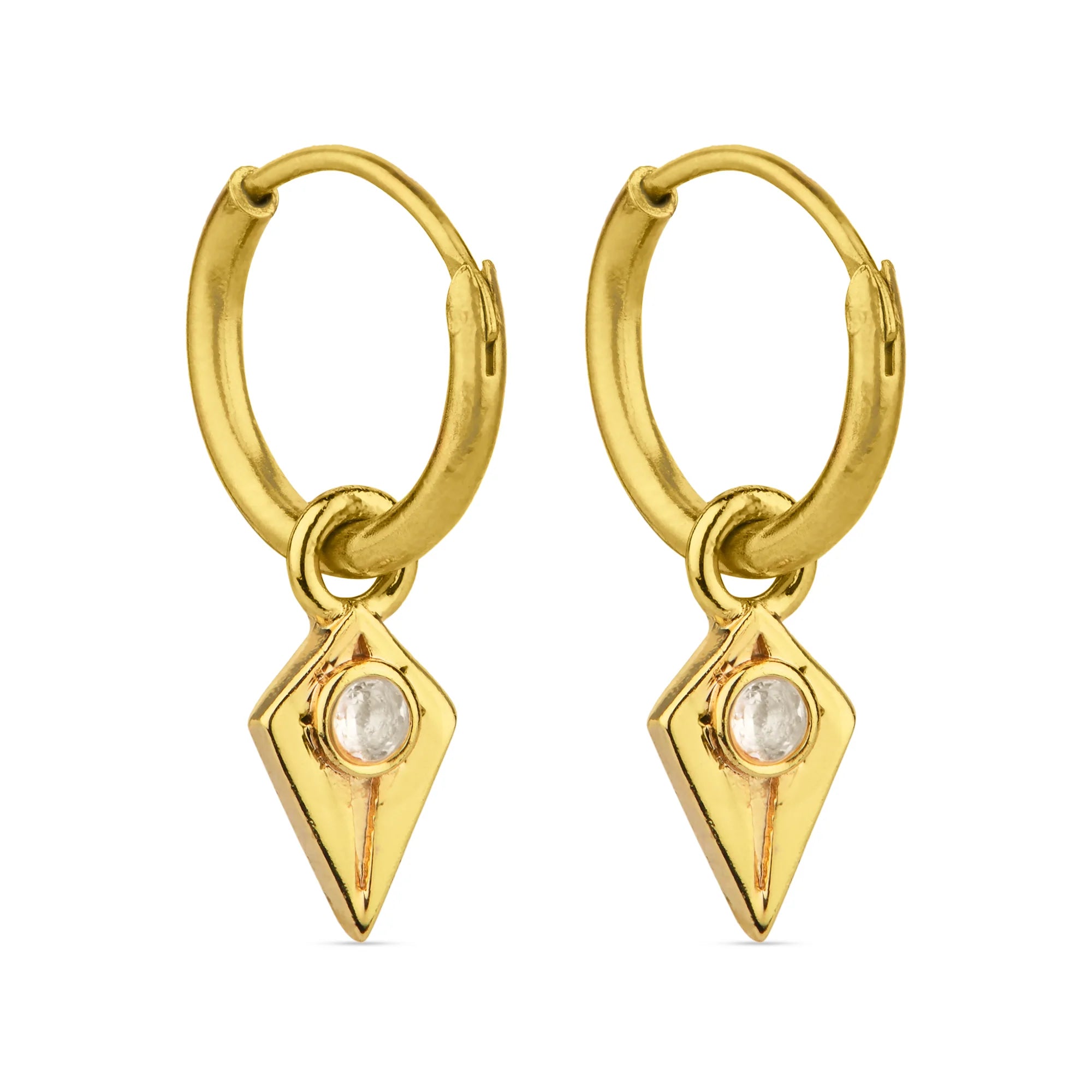 Real Gold Plated Z Crystal Triangle Hoops Earring For Women By Accessorize London