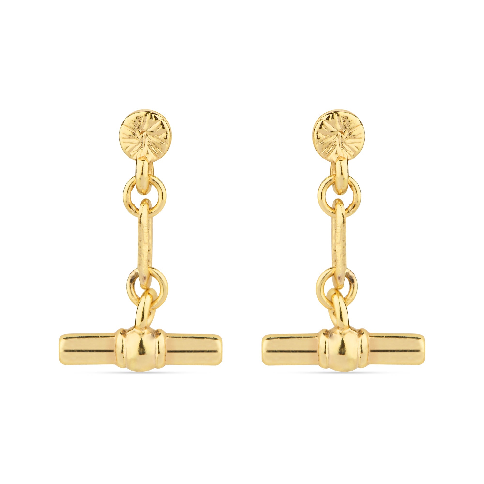 Real Gold Plated Z Modern Heirloom T-Bar Earrings For Women By Accessorize London