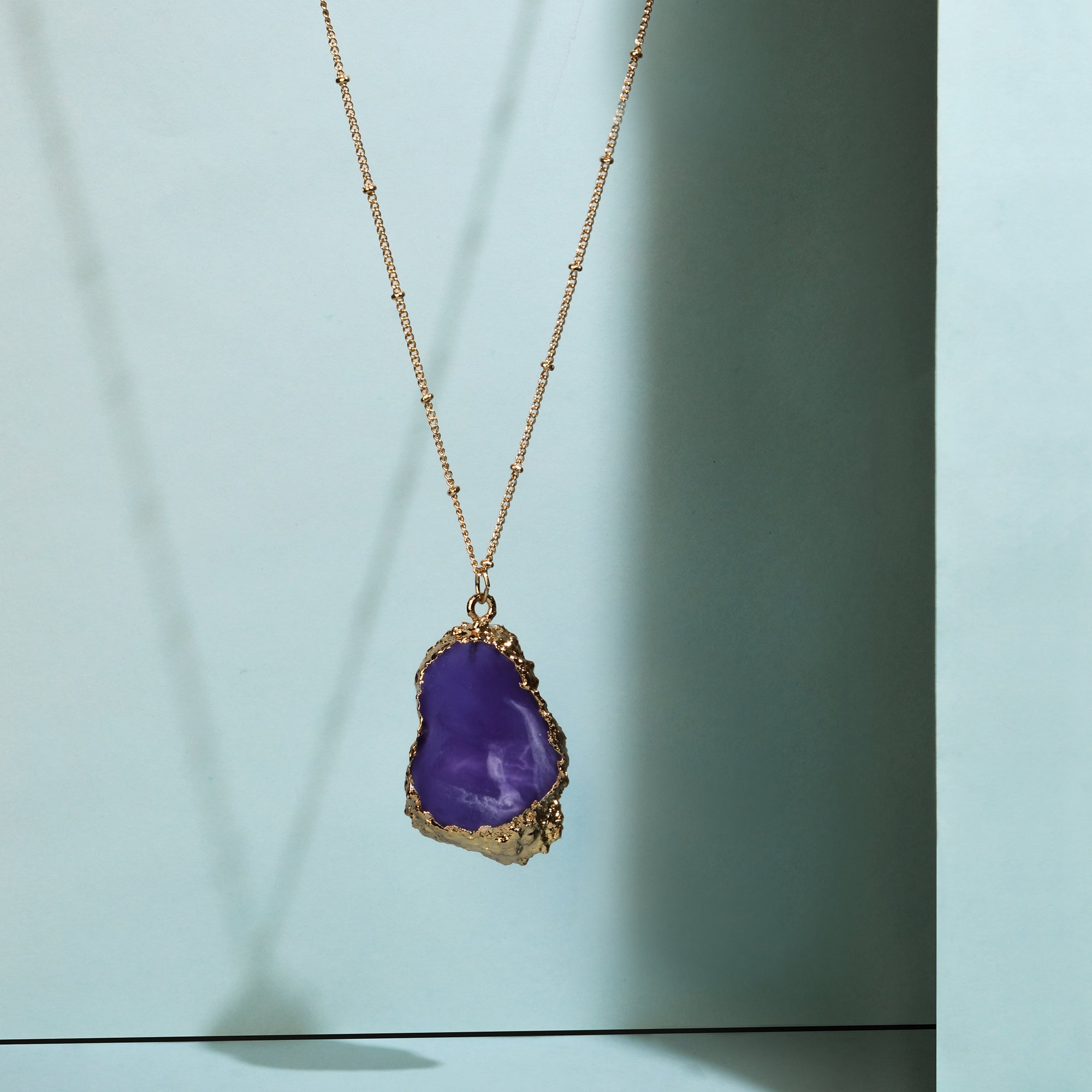 Accessorize London Women's Purple Celestial Statement Stone Slice Pendant Necklace