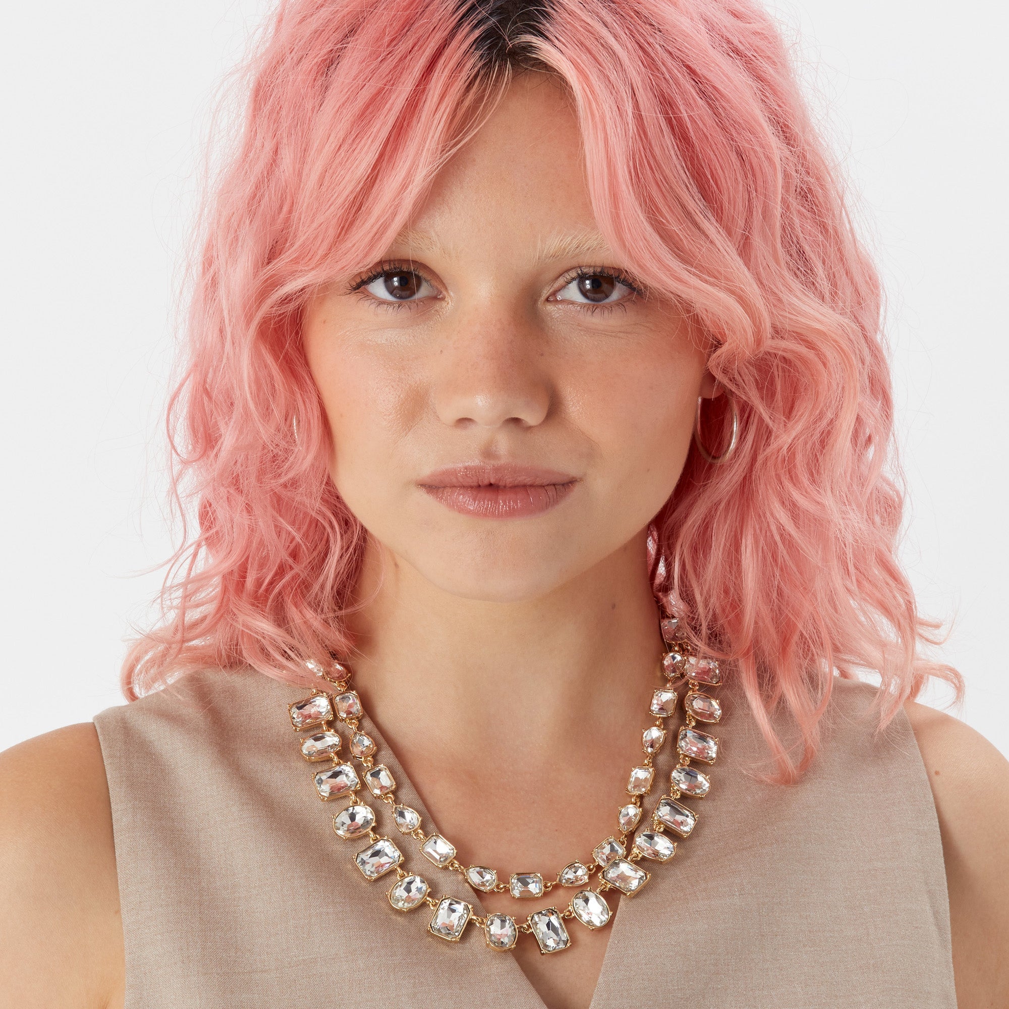 Accessorize London Women's Gold layered Crystal Statement Necklace