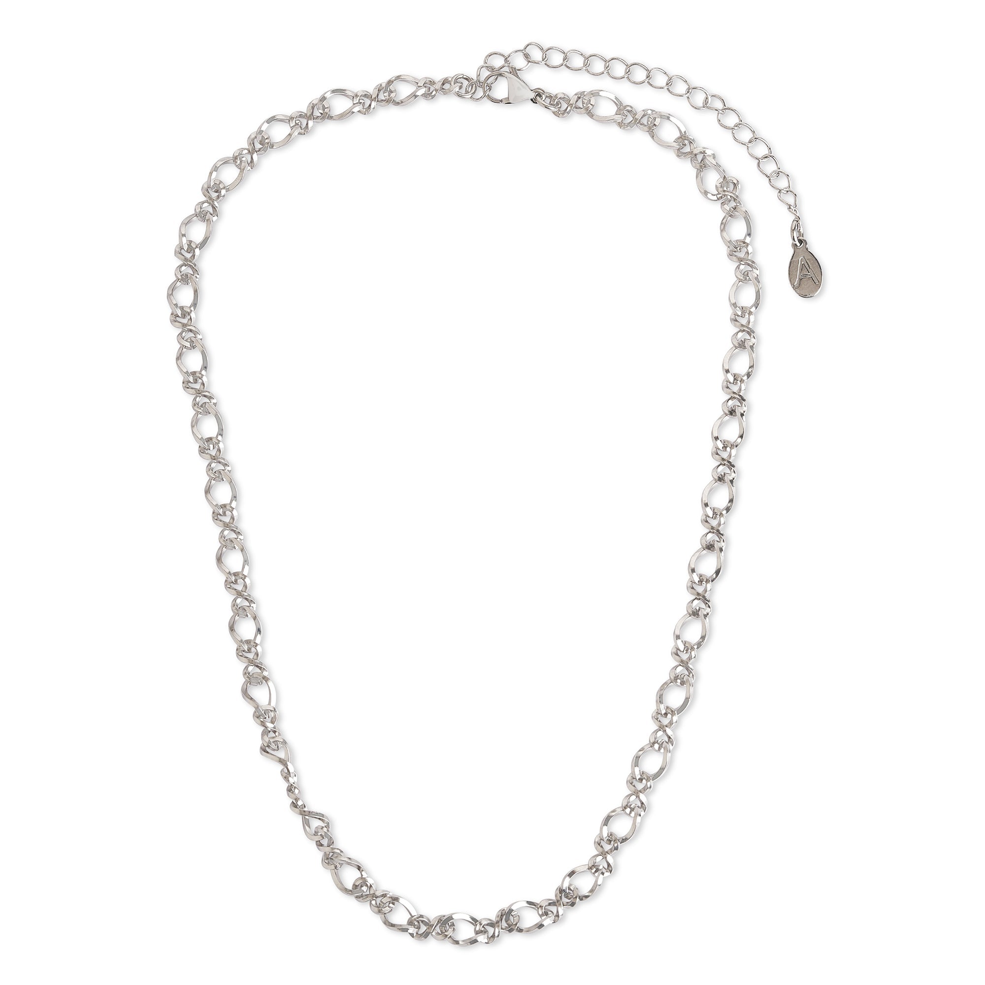 Accessorize London Women's Water Proof Silver Stainless Steel Fancy Chain Necklace