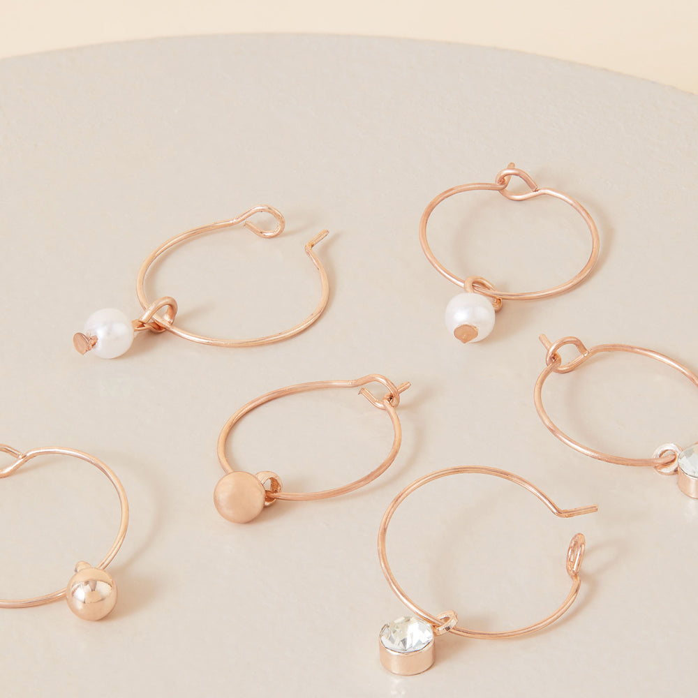 Accessorize London Women's Rose Gold Set of 3 Simple Hoop Earring
