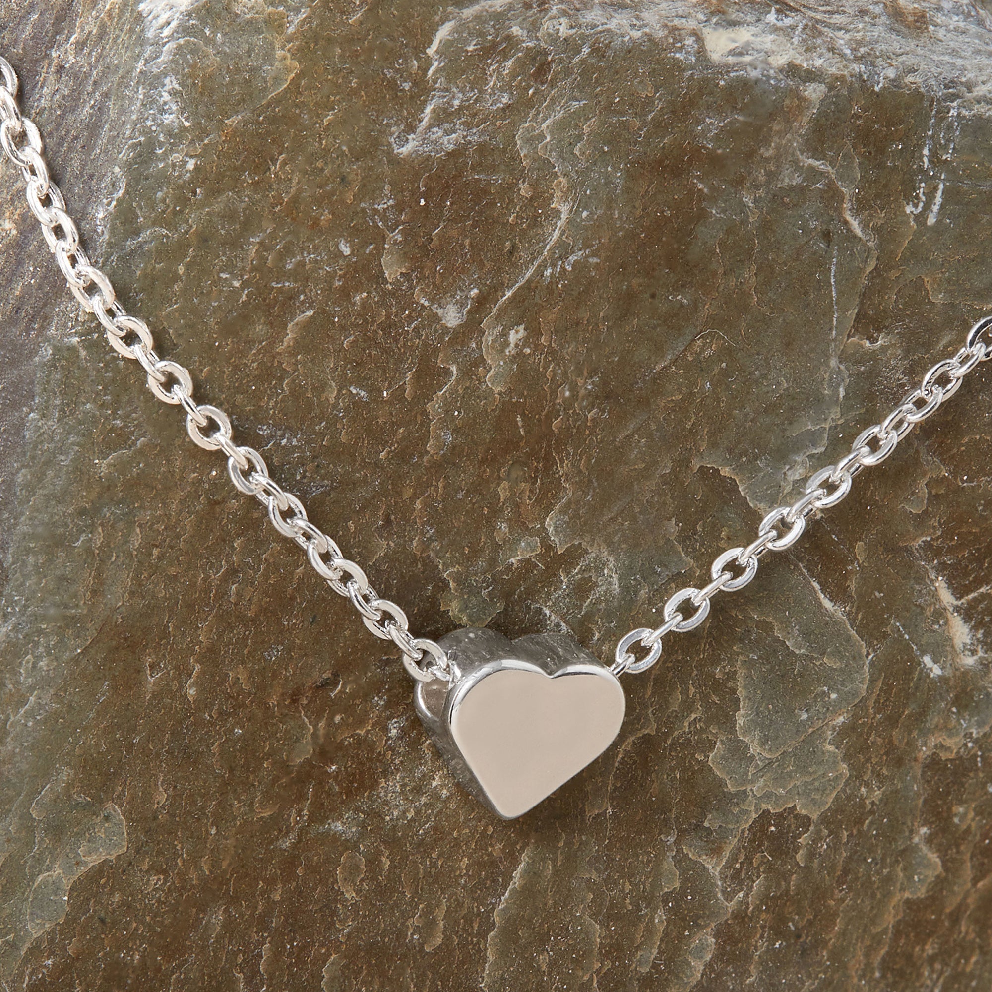 Silver Solid Heart Pendant Necklace