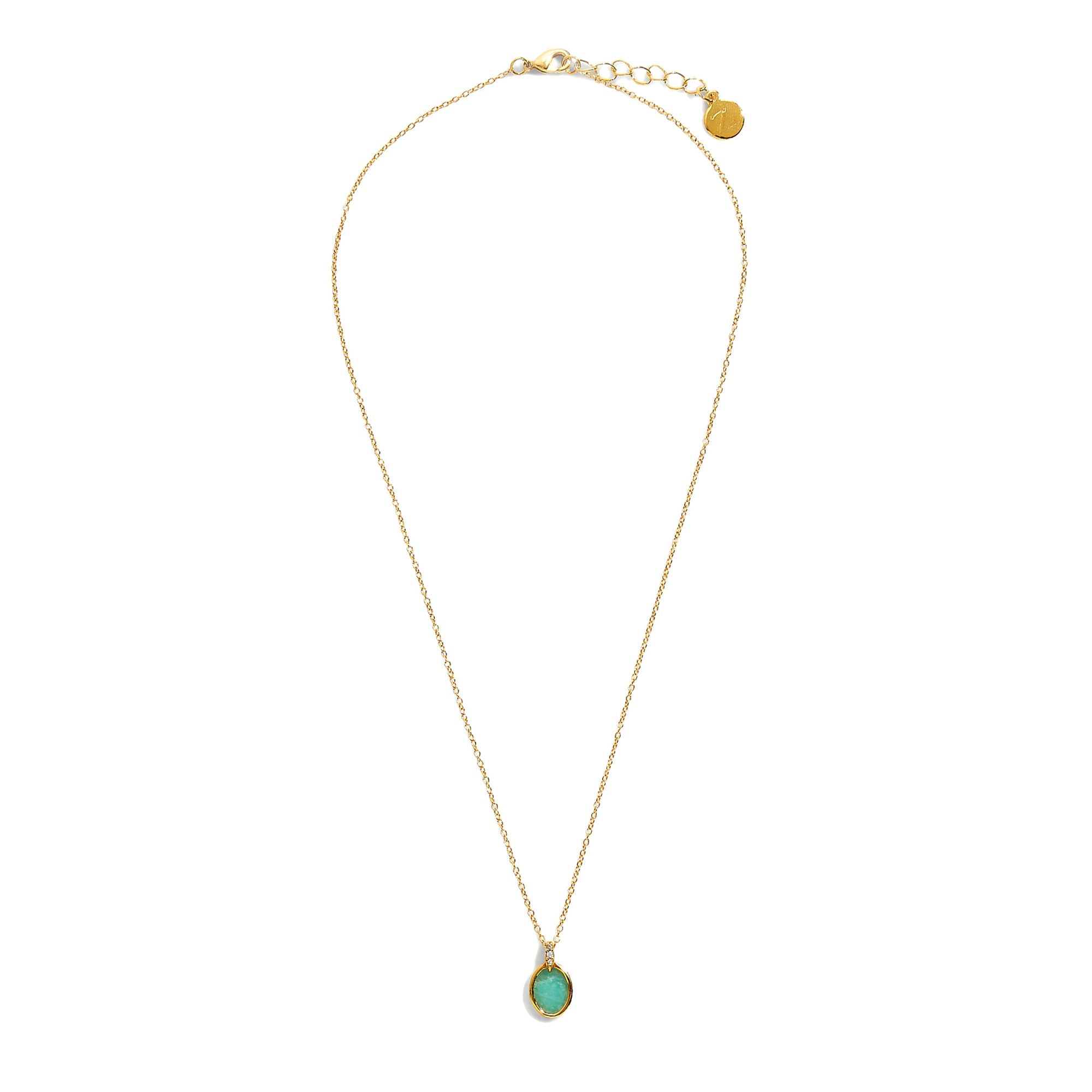 Real Gold Plated Z Healing Stone Amazonite Pendant Necklace For Women By Accessorize London