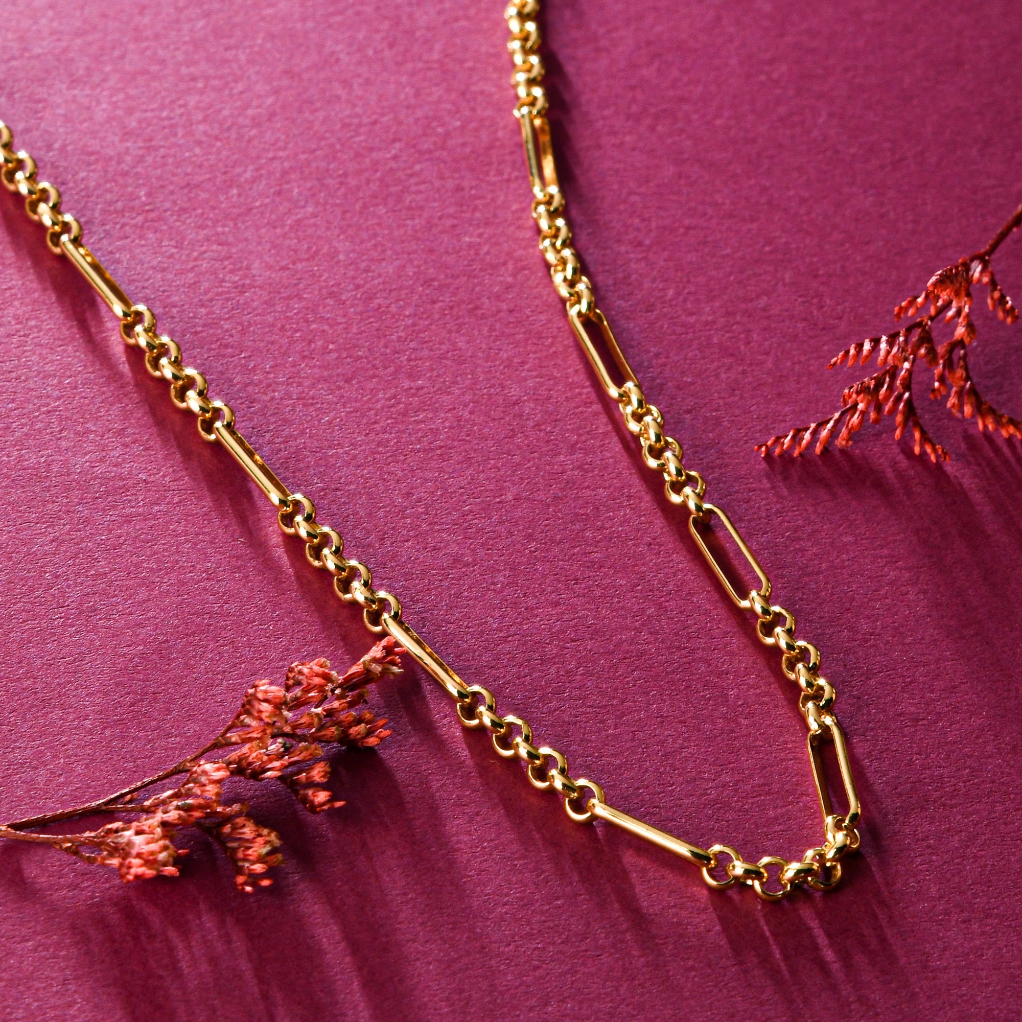 Buy Gold Plated Z Figaro Chain Necklace Online Accessorize India