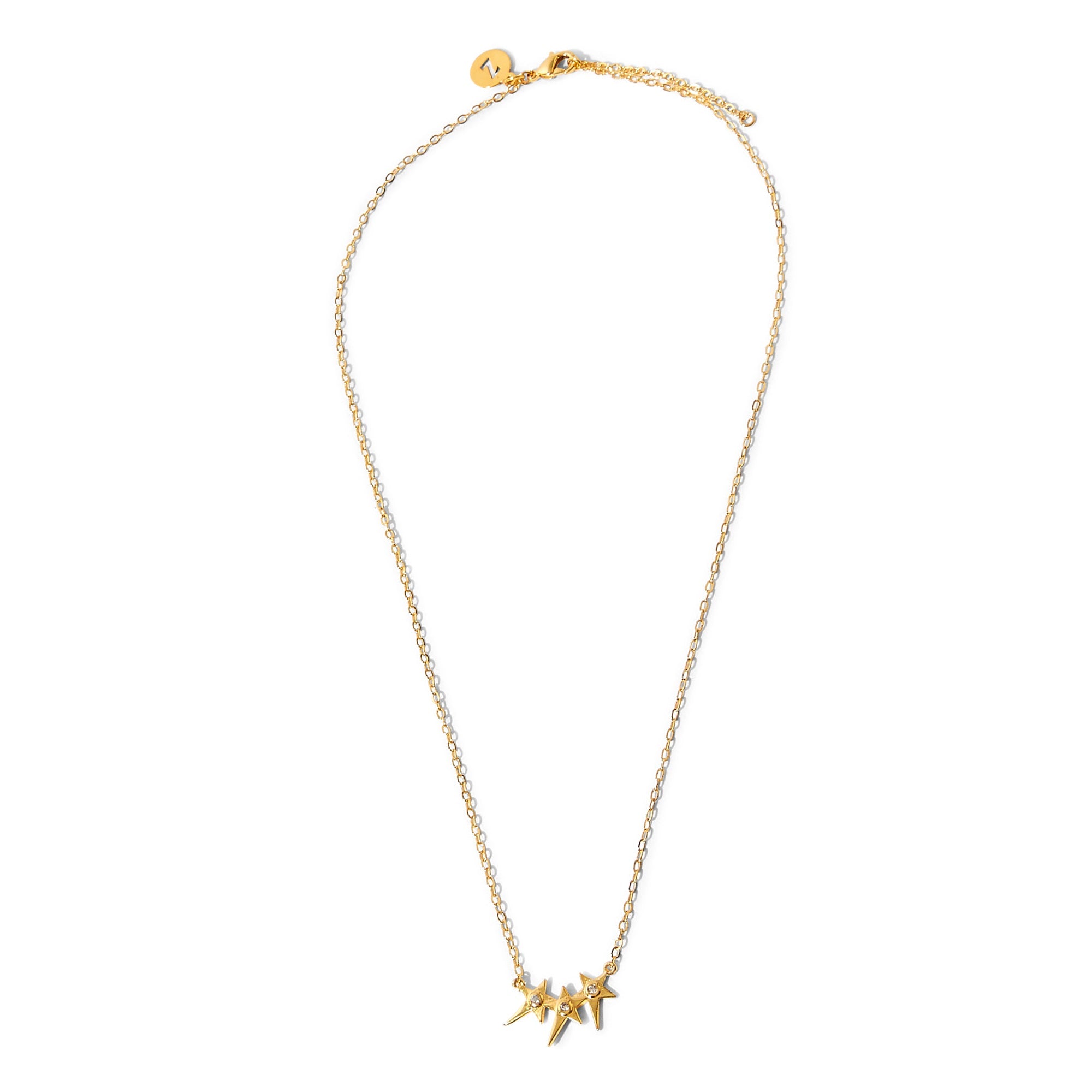 Real Gold Plated Z Triple Star Pendant Necklace For Women By Accessorize London