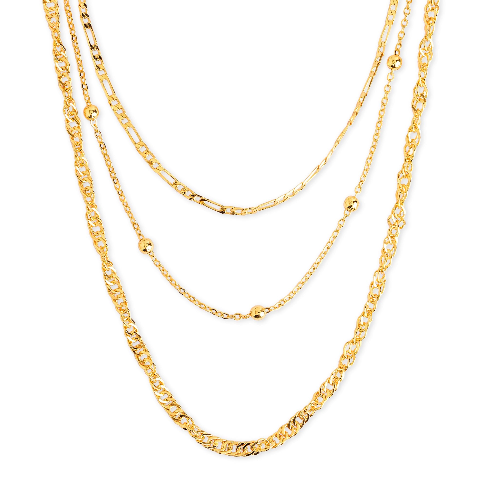 14Ct Gold-Plated Twisted Curb Chain Layered Necklace
