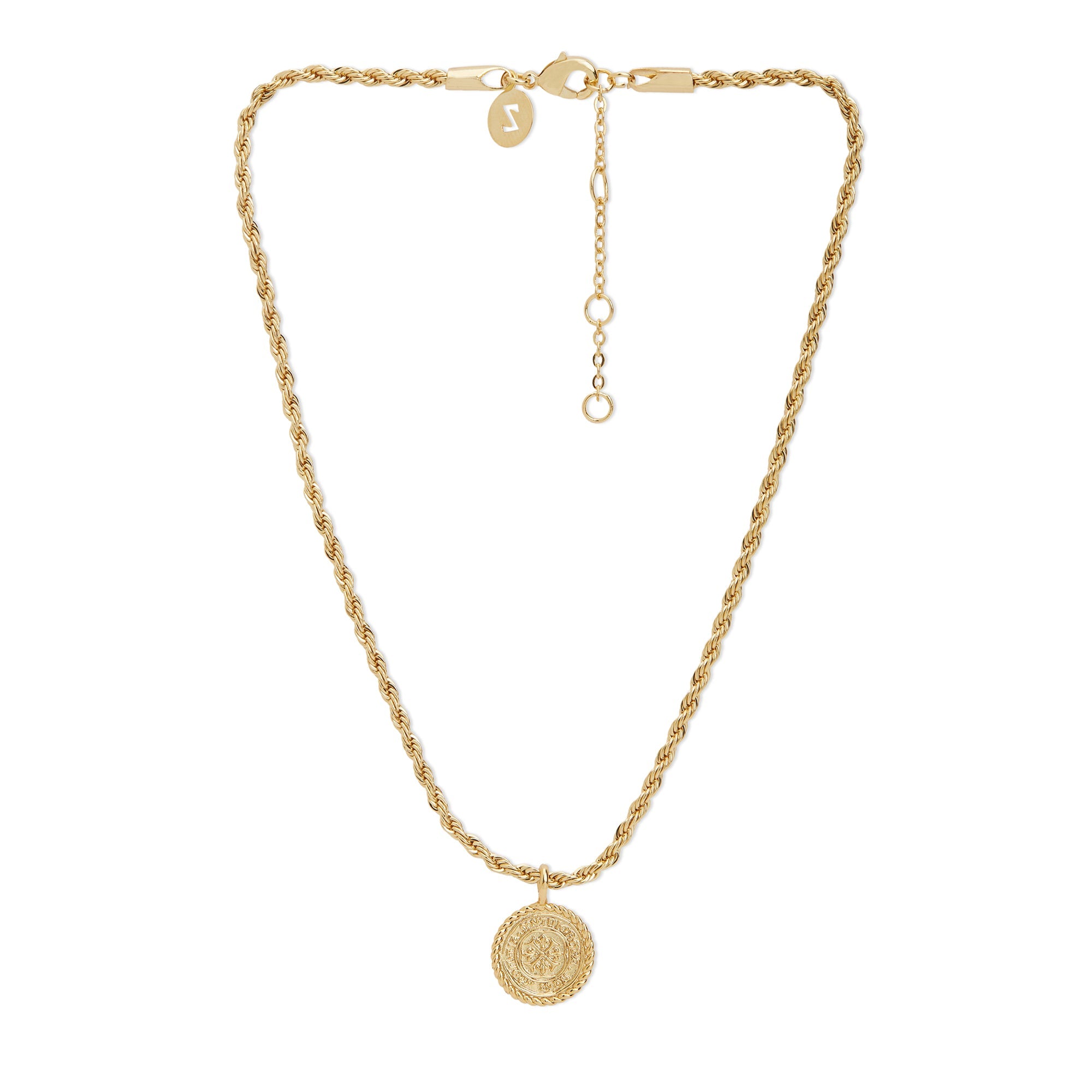 Real Gold Plated Gold Z Modern Heirloom Rope Chain Coin Choker Necklace