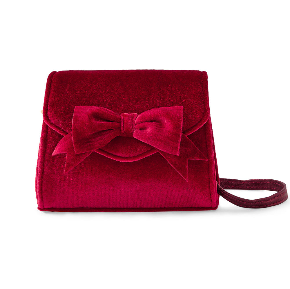 Accessorize London Girl's Red Velvet Bow Sling Bag