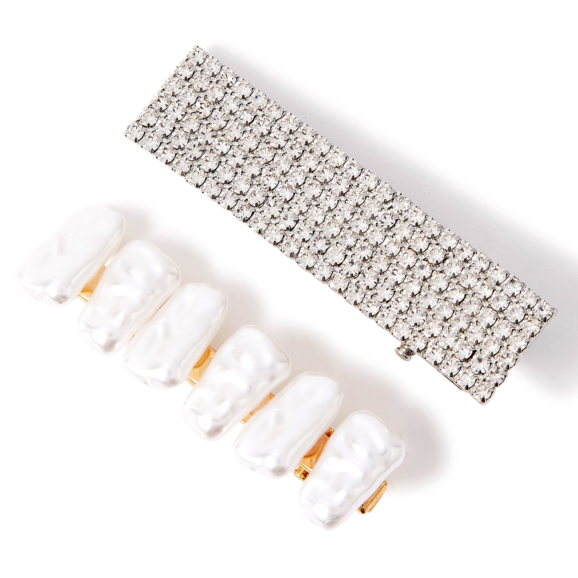 Accessorize London Women's Set of 2 Statement Diamante And Pearl Hair Clip