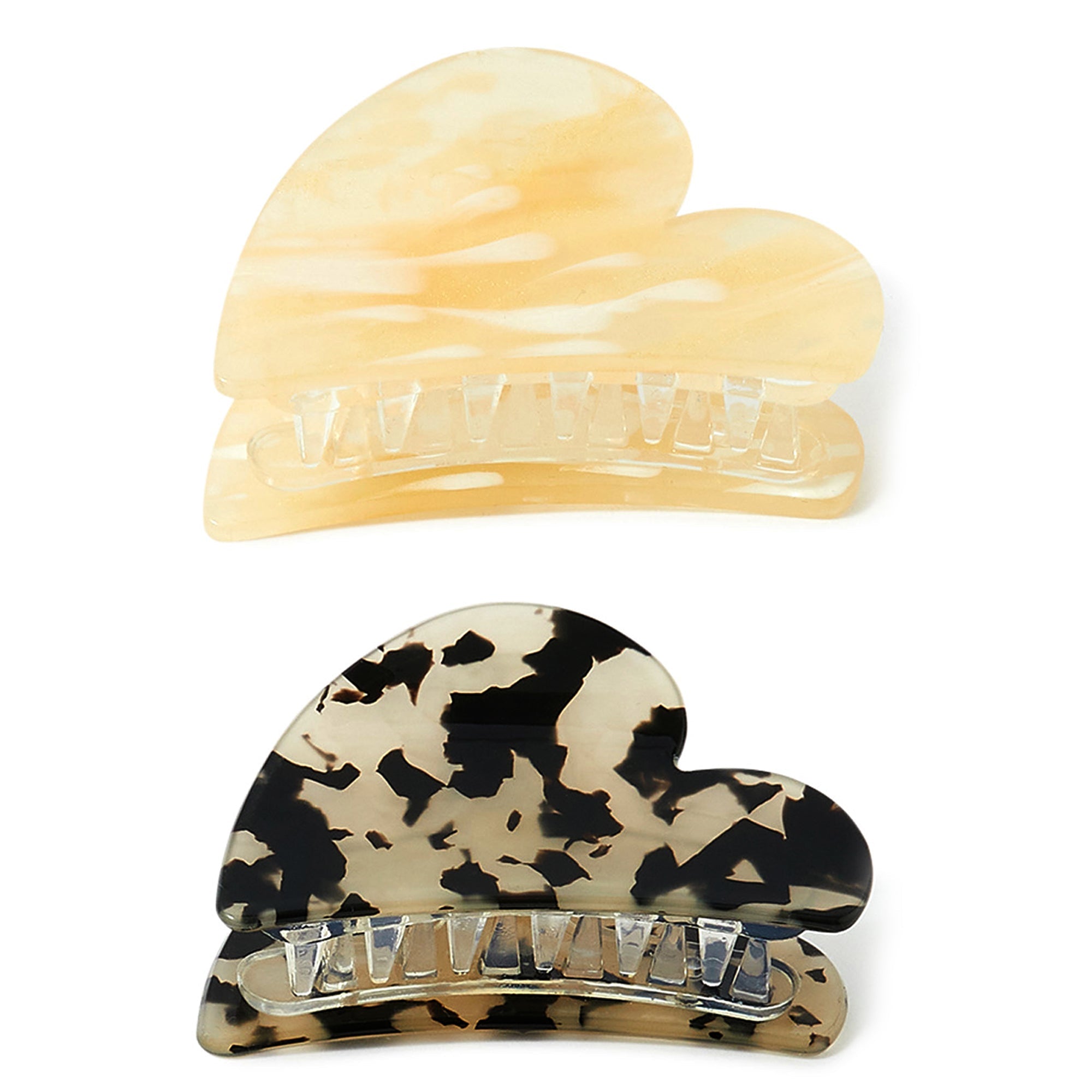 Accessorize London Women's 2 Pack Heart Tort Hair Claw Clips