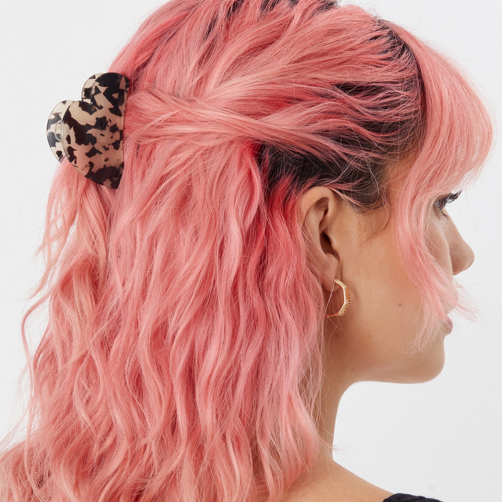 Accessorize London Women's 2 Pack Heart Tort Hair Claw Clips