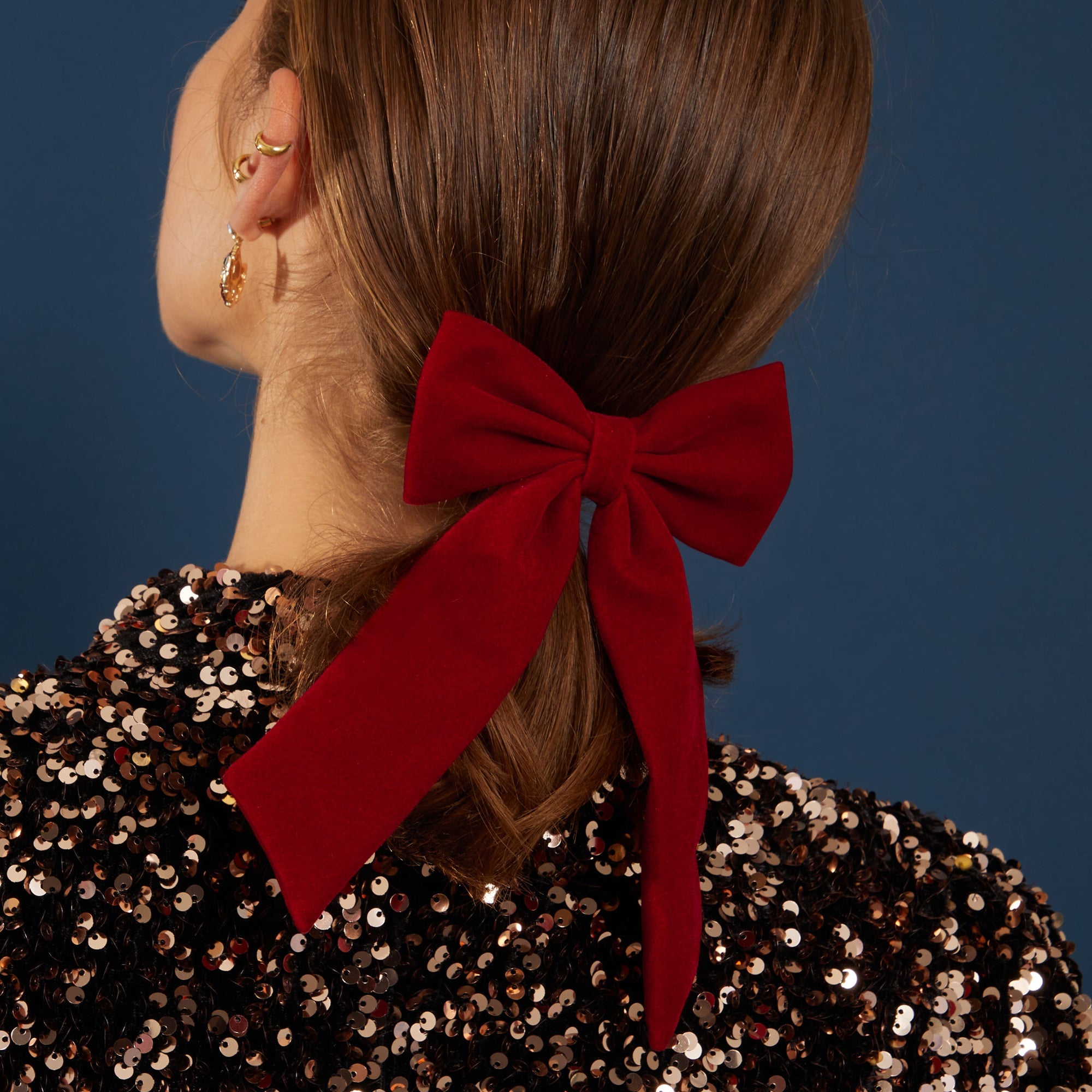 Accessorize London Women's Velvet Soft Bow Hair Clip-Red