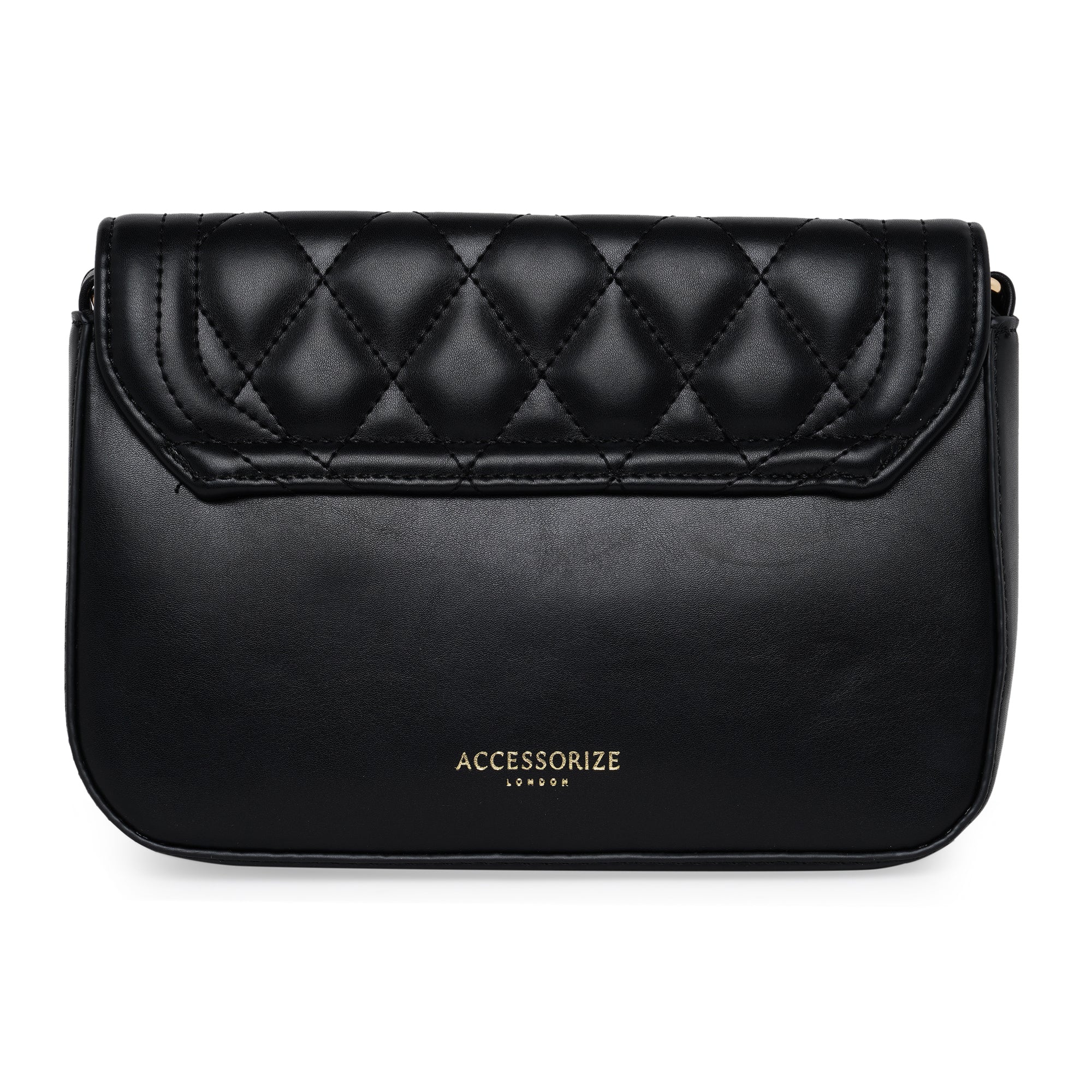 Accessorize London Women's Faux Leather Black Chryssa Quilted Sling Bag