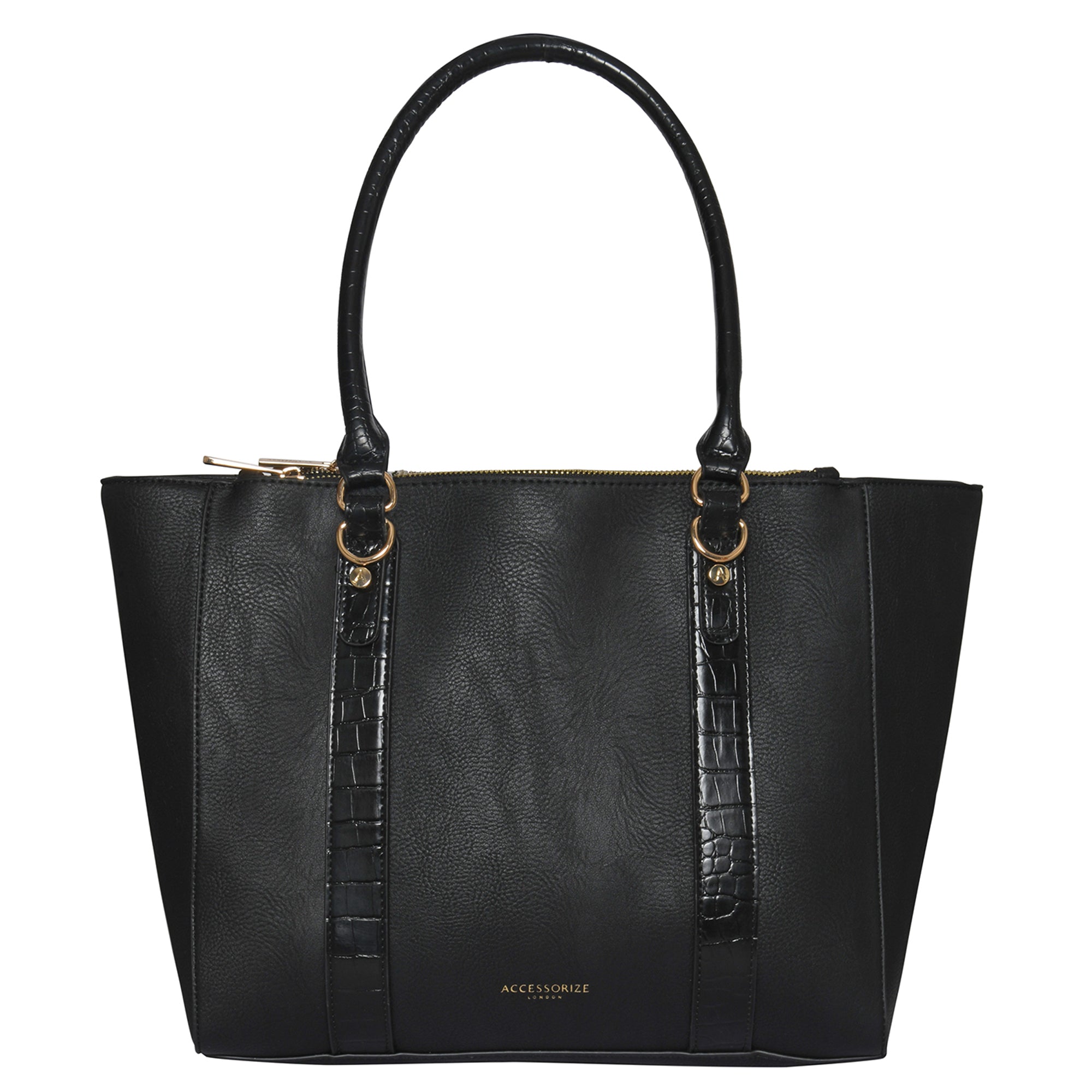 Accessorize London Women's Faux Leather Black Kirby Work Bag