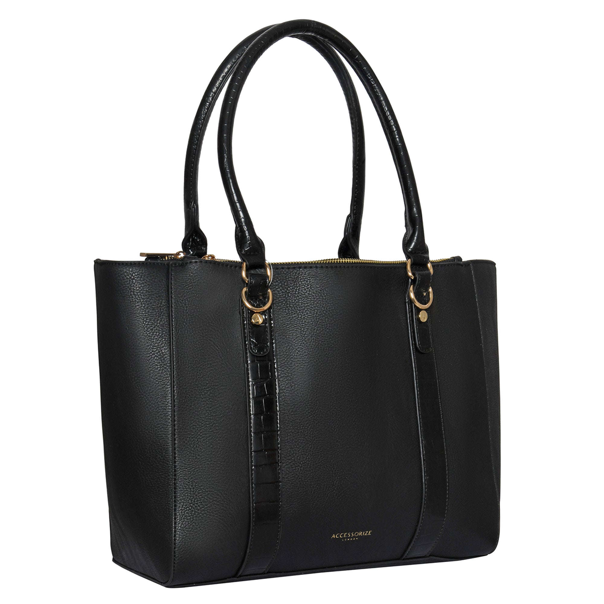 Accessorize London Women's Faux Leather Black Kirby Work Bag