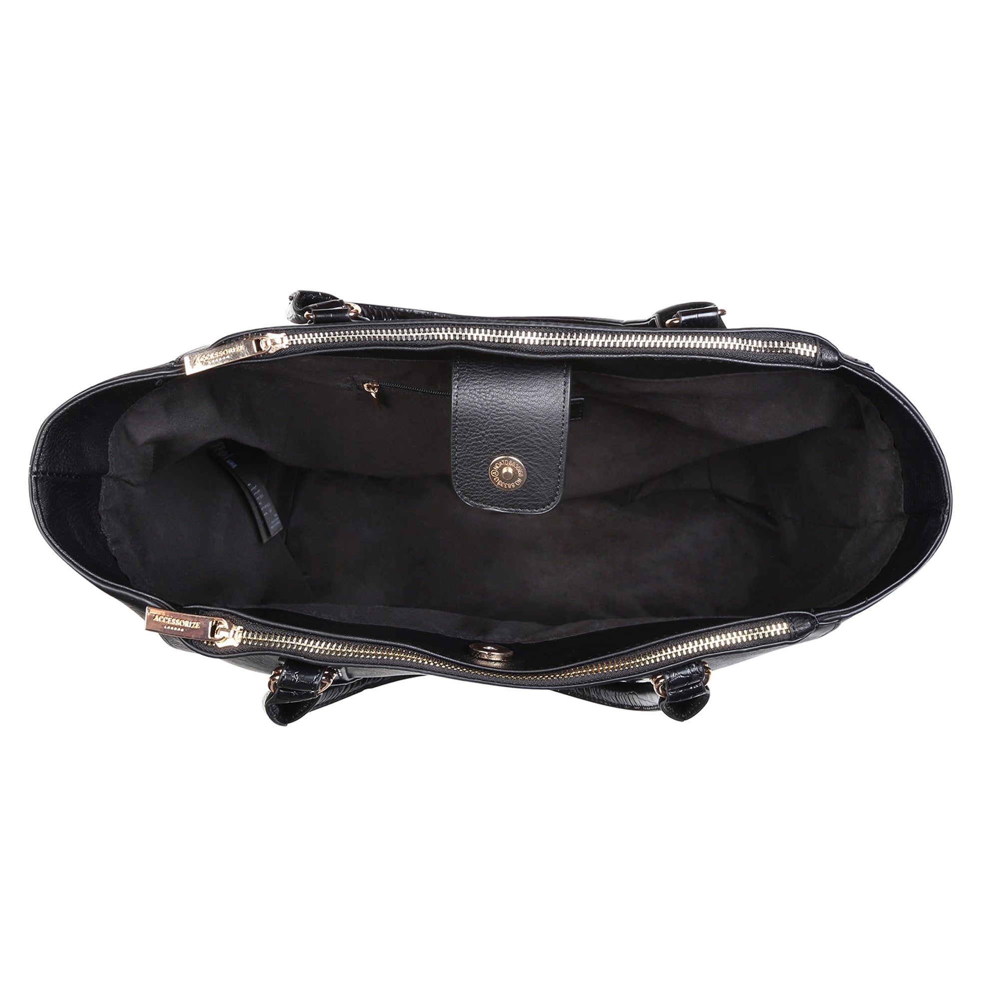 Accessorize London Women's Faux Leather Black Kirby Work Bag