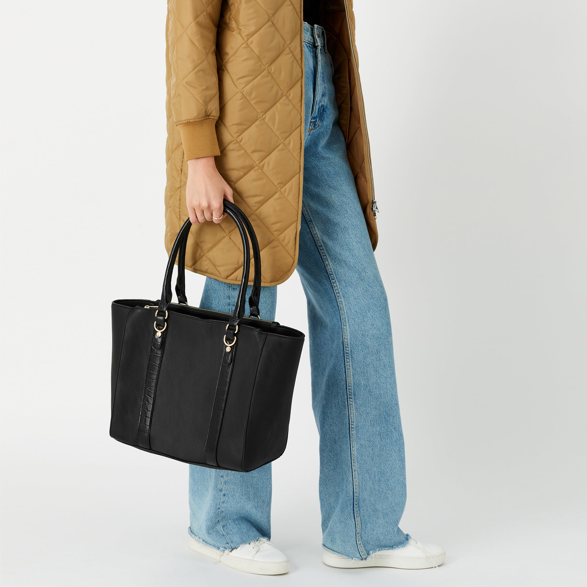 Accessorize London Women's Faux Leather Black Kirby Work Bag