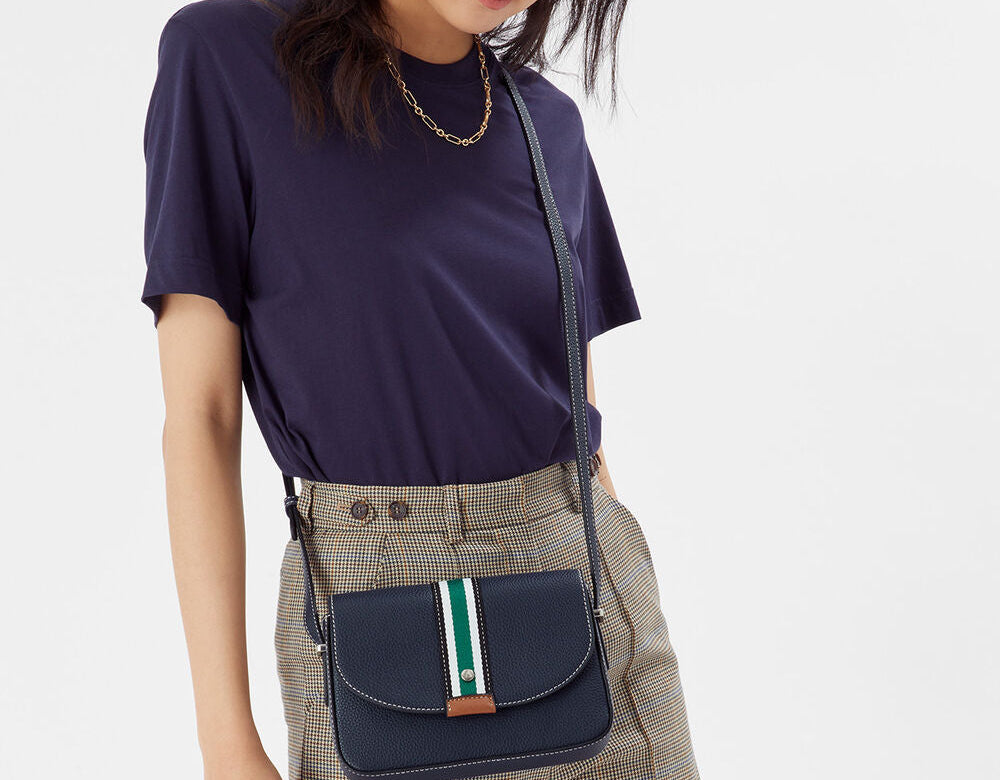 Accessorize London Women's Faux Leather Navy Cambridge Sling Bag