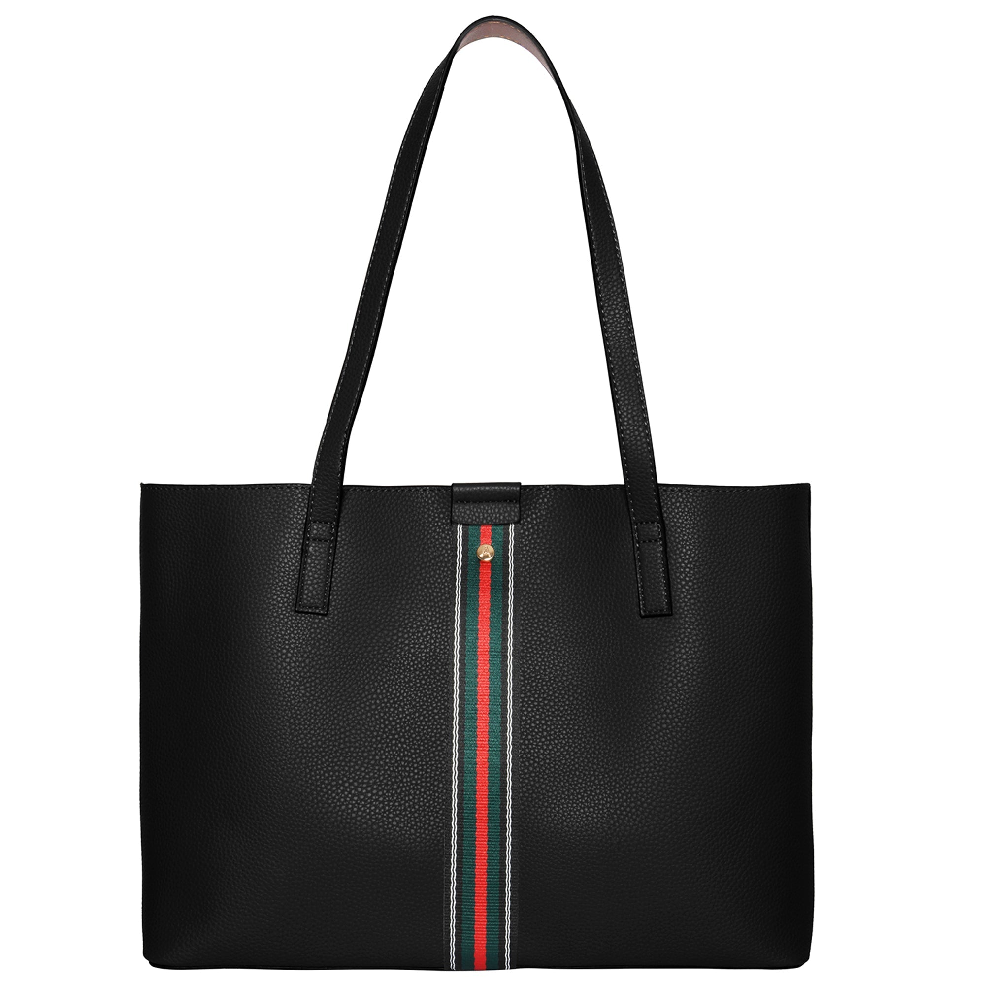 Accessorize London Women's Faux Leather Black Cambridge Tote Bag