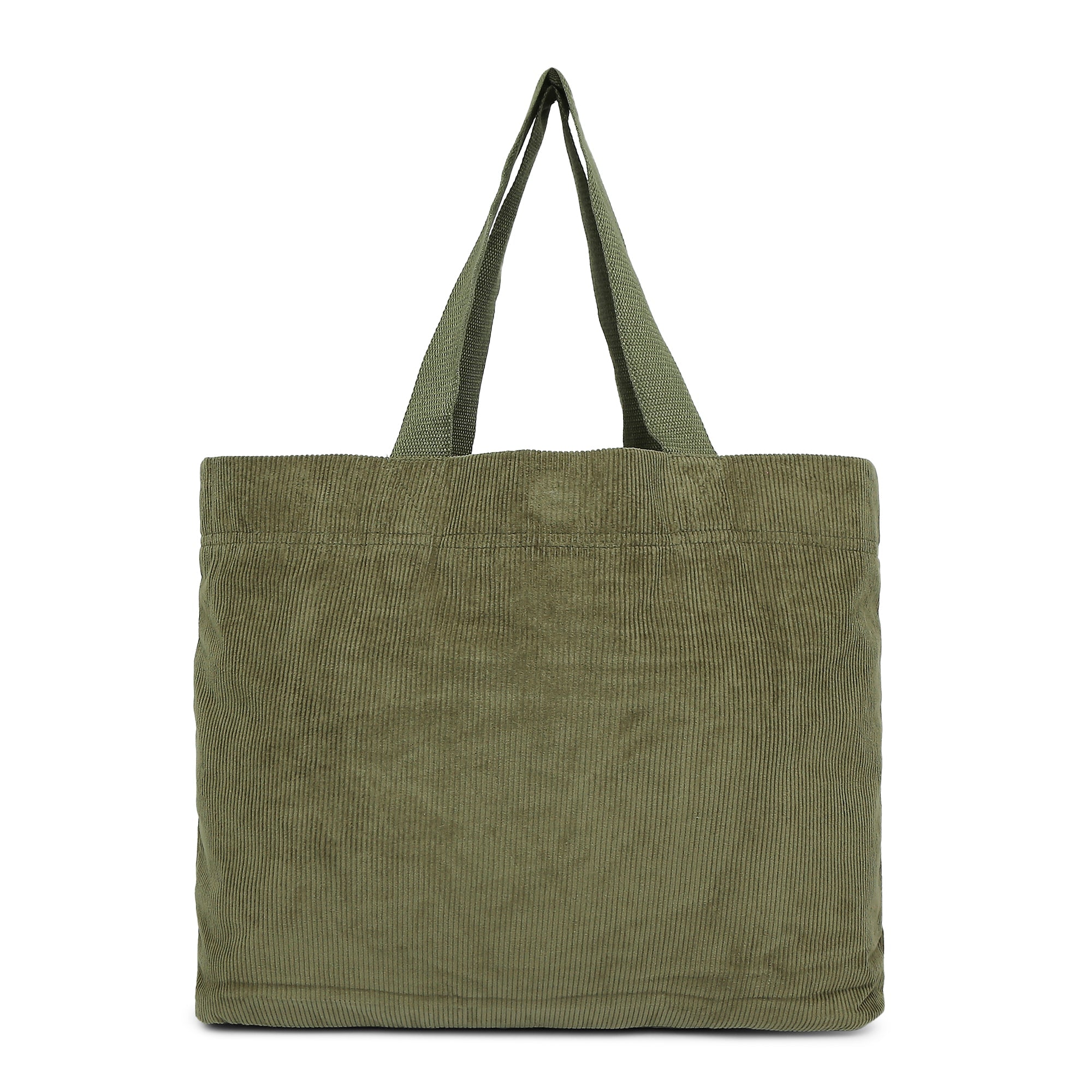 Accessorize London Women's Pure Organic Cotton Khaki Cord Shopper Bag