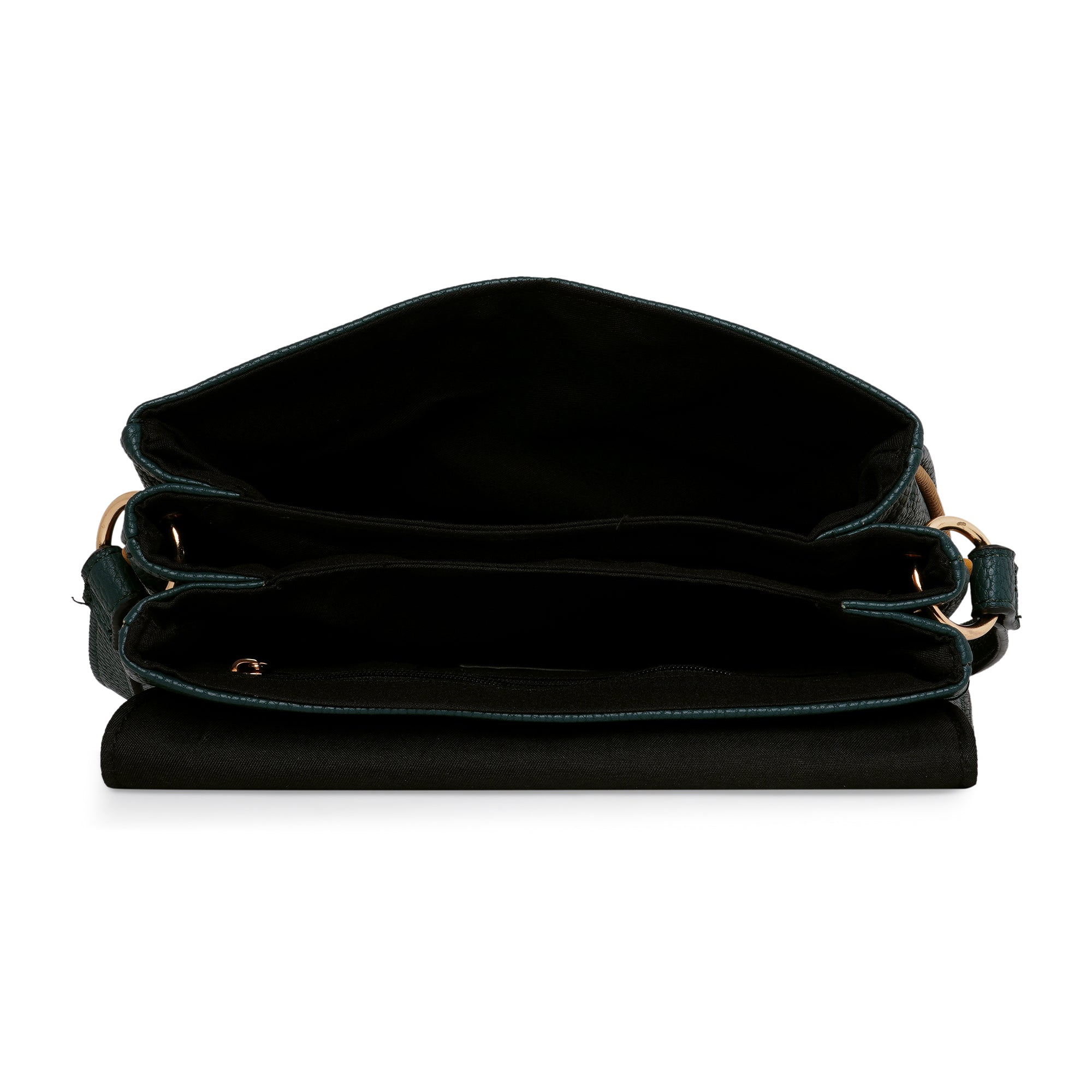 Accessorize London Women'S Faux Leather Green Tara Triple Compartment Sling Bag