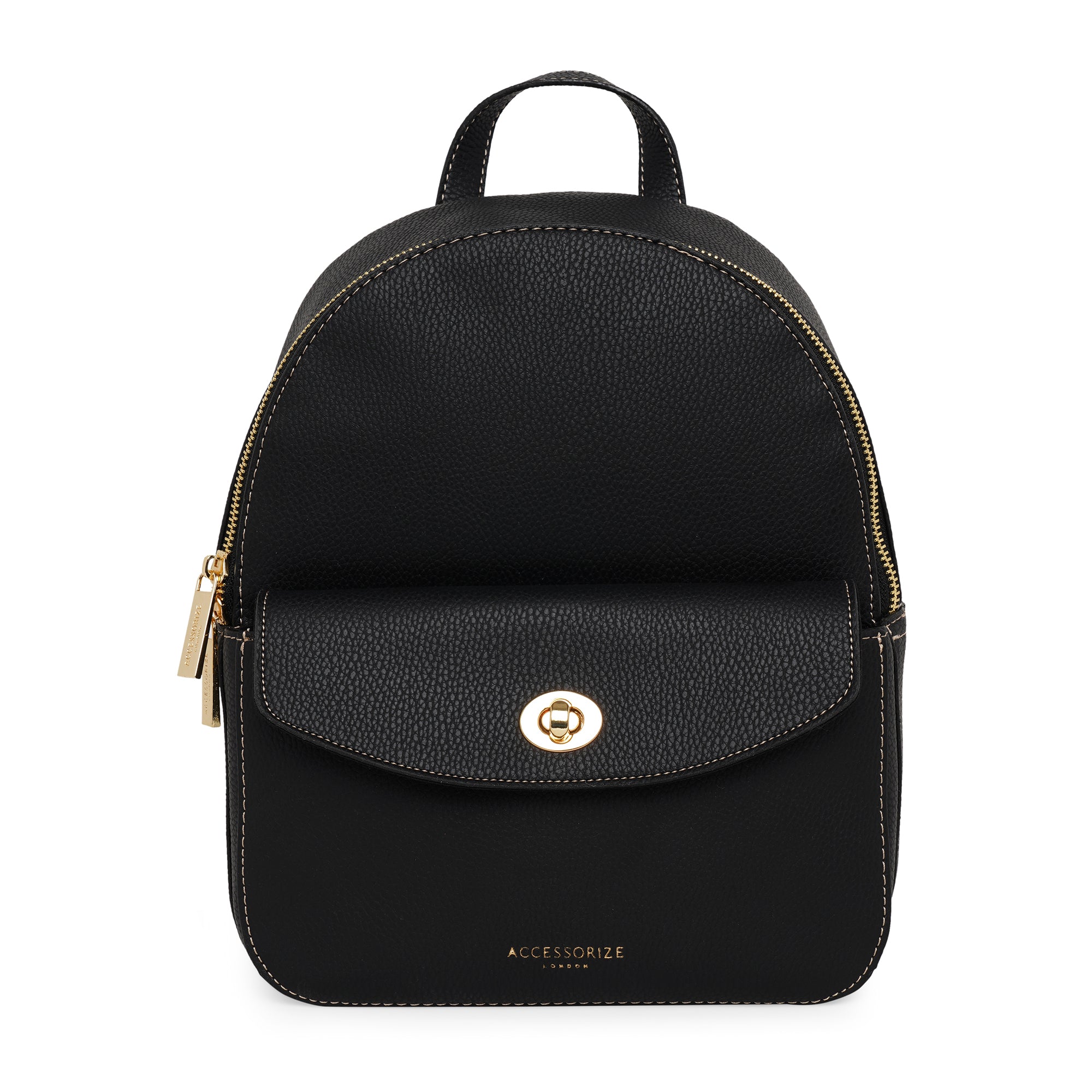 black faux leather backpack uk Accessorize London Women's Faux Leather Black Ricki Backpack
