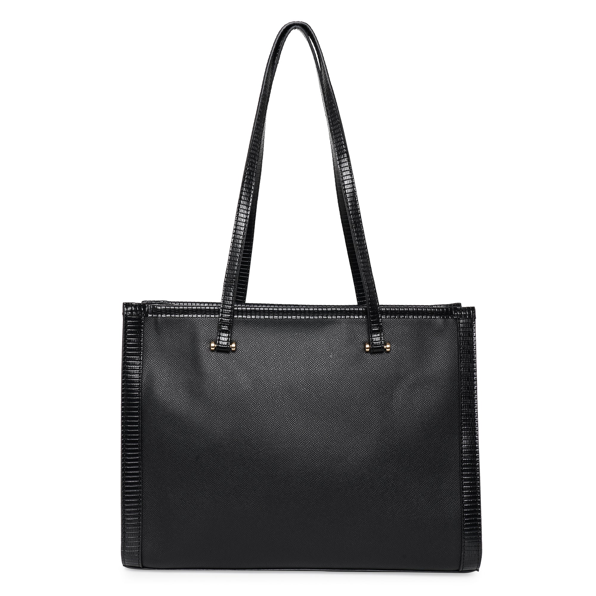Accessorize London Women'S Faux Leather Black Rosie Book Tote Bag
