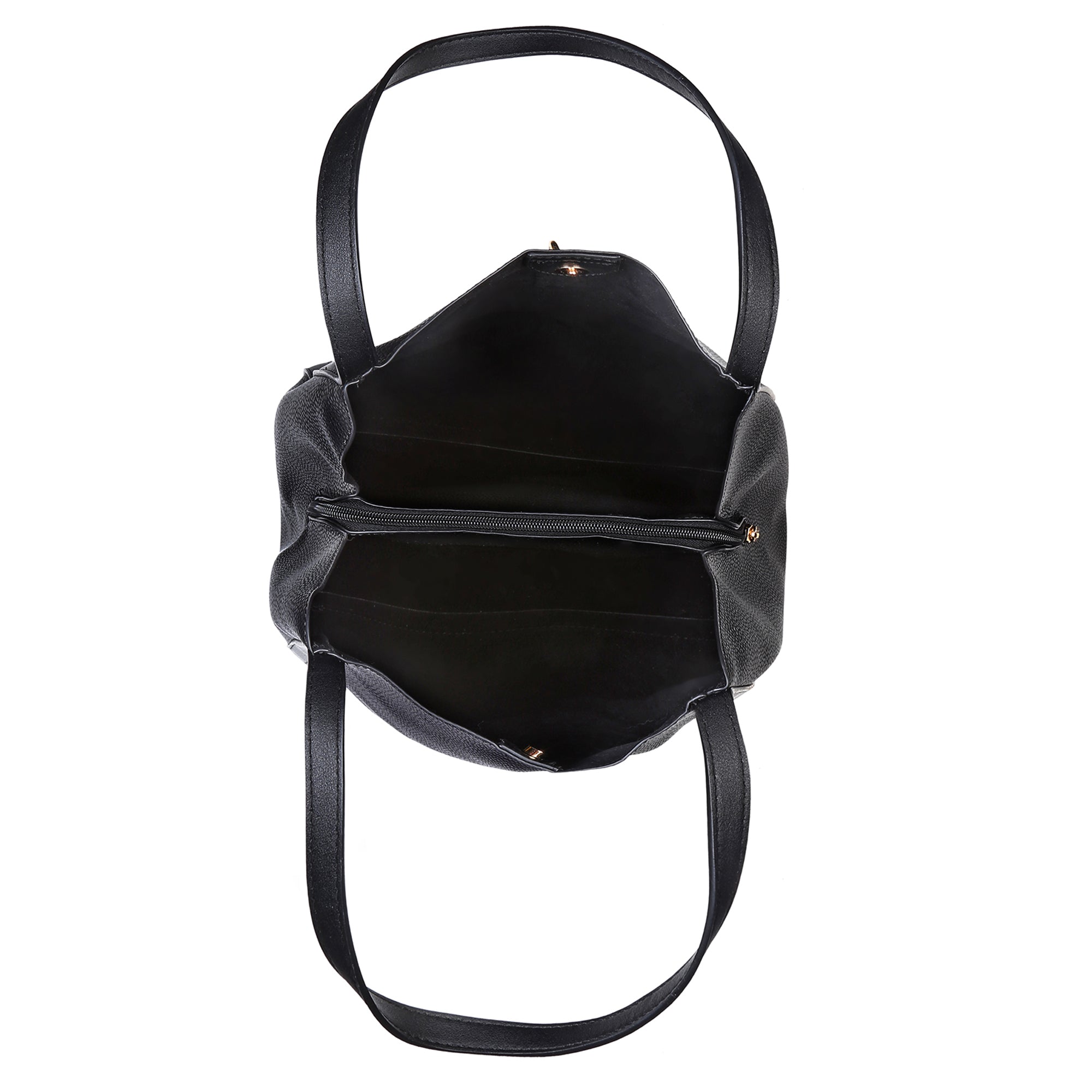 Accessorize London Women's Faux Leather Black Padlock Shoulder Bag