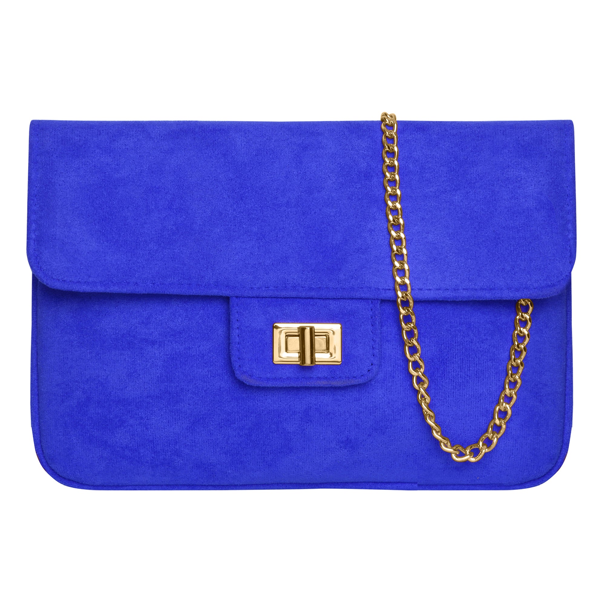 Accessorize London Women'S New Blue Suedette Lock Party Clutch