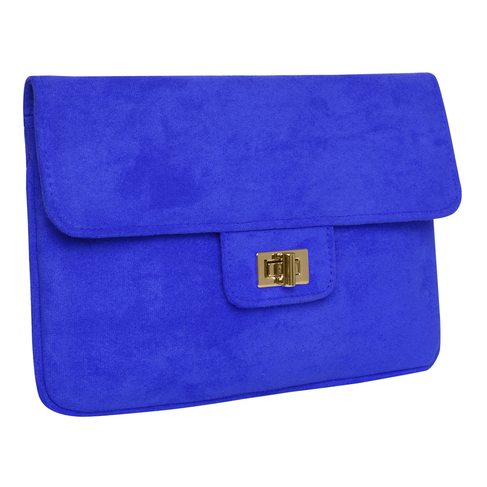 Accessorize London Women'S New Blue Suedette Lock Party Clutch