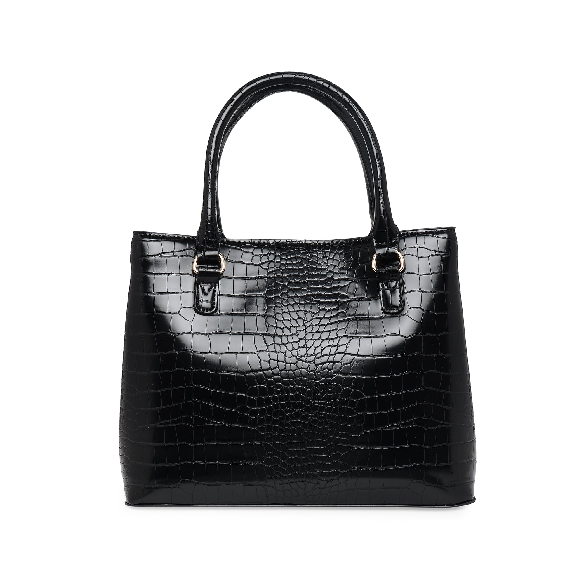 Accessorize London Women's Faux Leather Black Carolina Handheld Satchel Bag