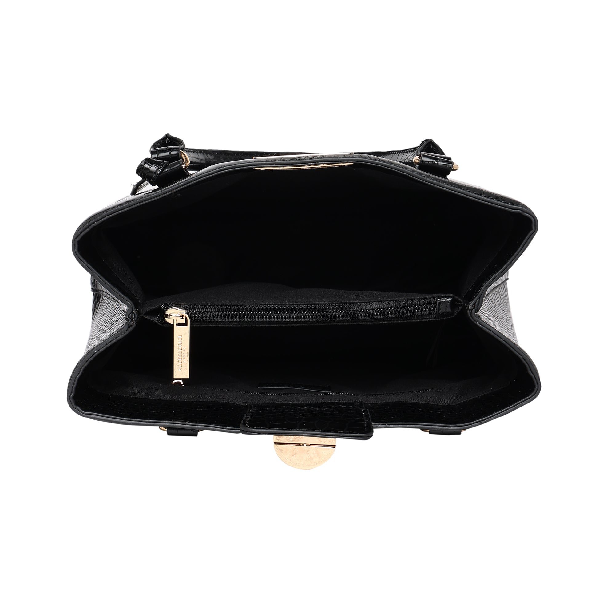 Accessorize London Women's Faux Leather Black Carolina Handheld Satchel Bag
