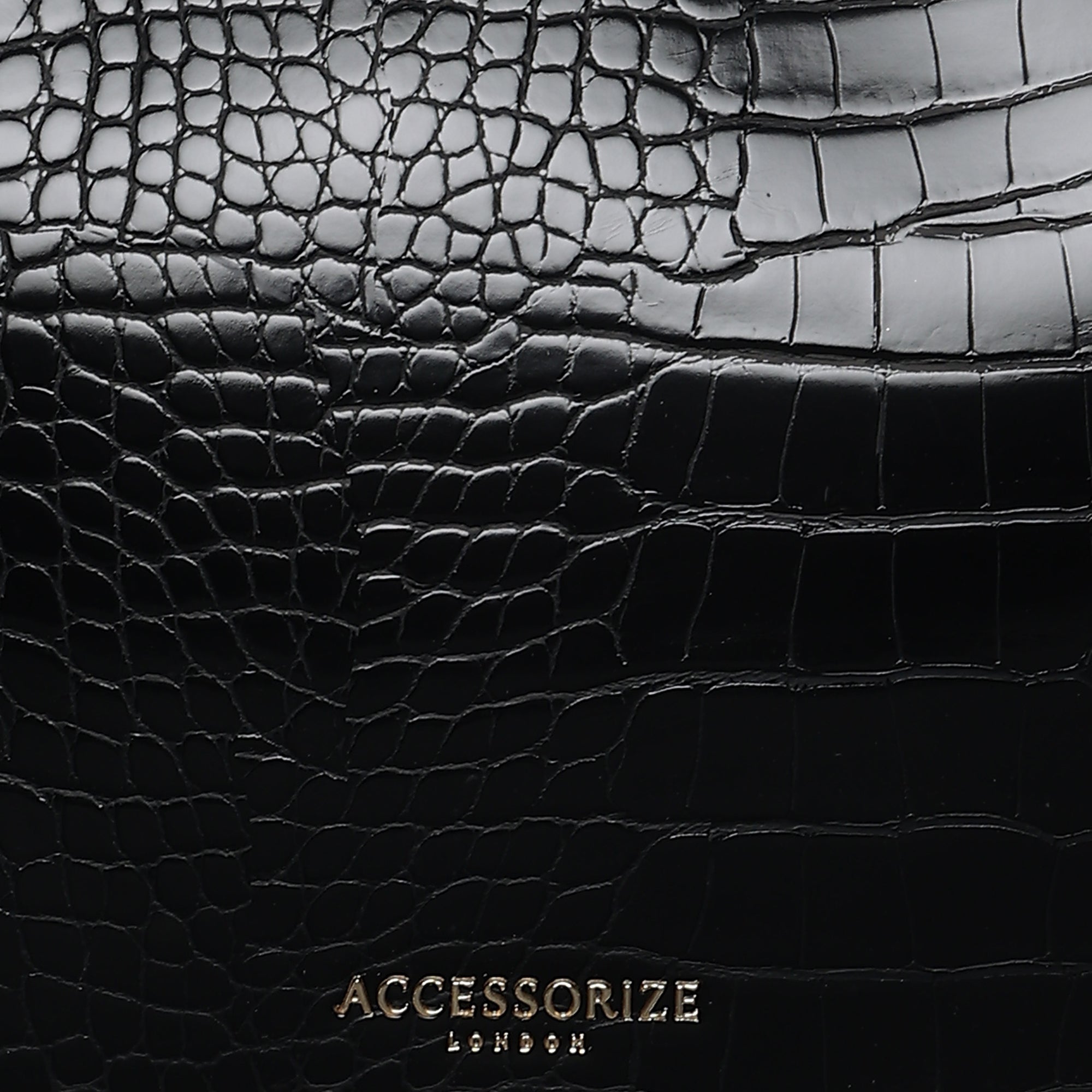 Accessorize London Women's Faux Leather Black Carolina Handheld Satchel Bag